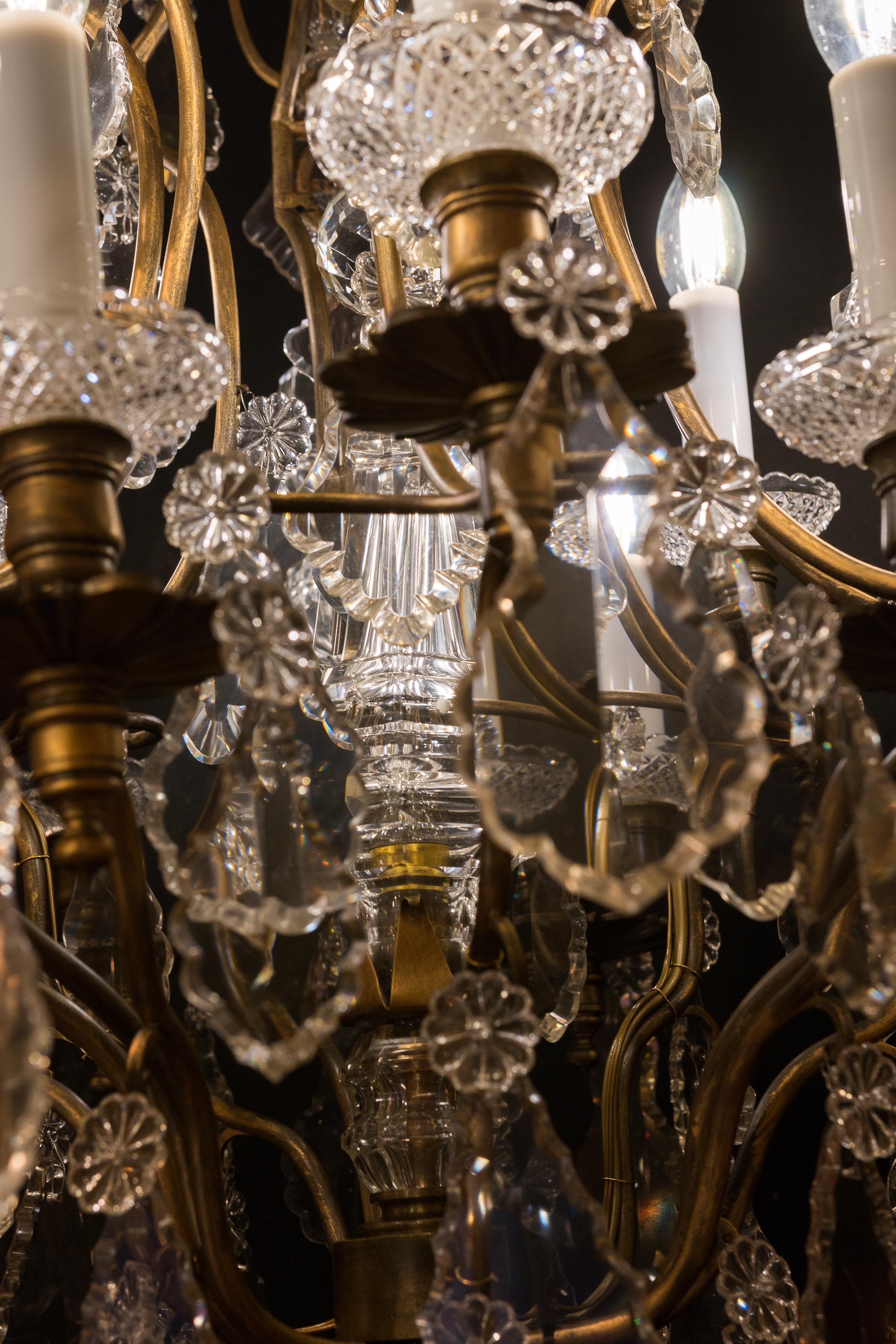 By Baccarat, French Louis XV Style, Gilt-Bronze and Cut-Crystal Chandelier 8