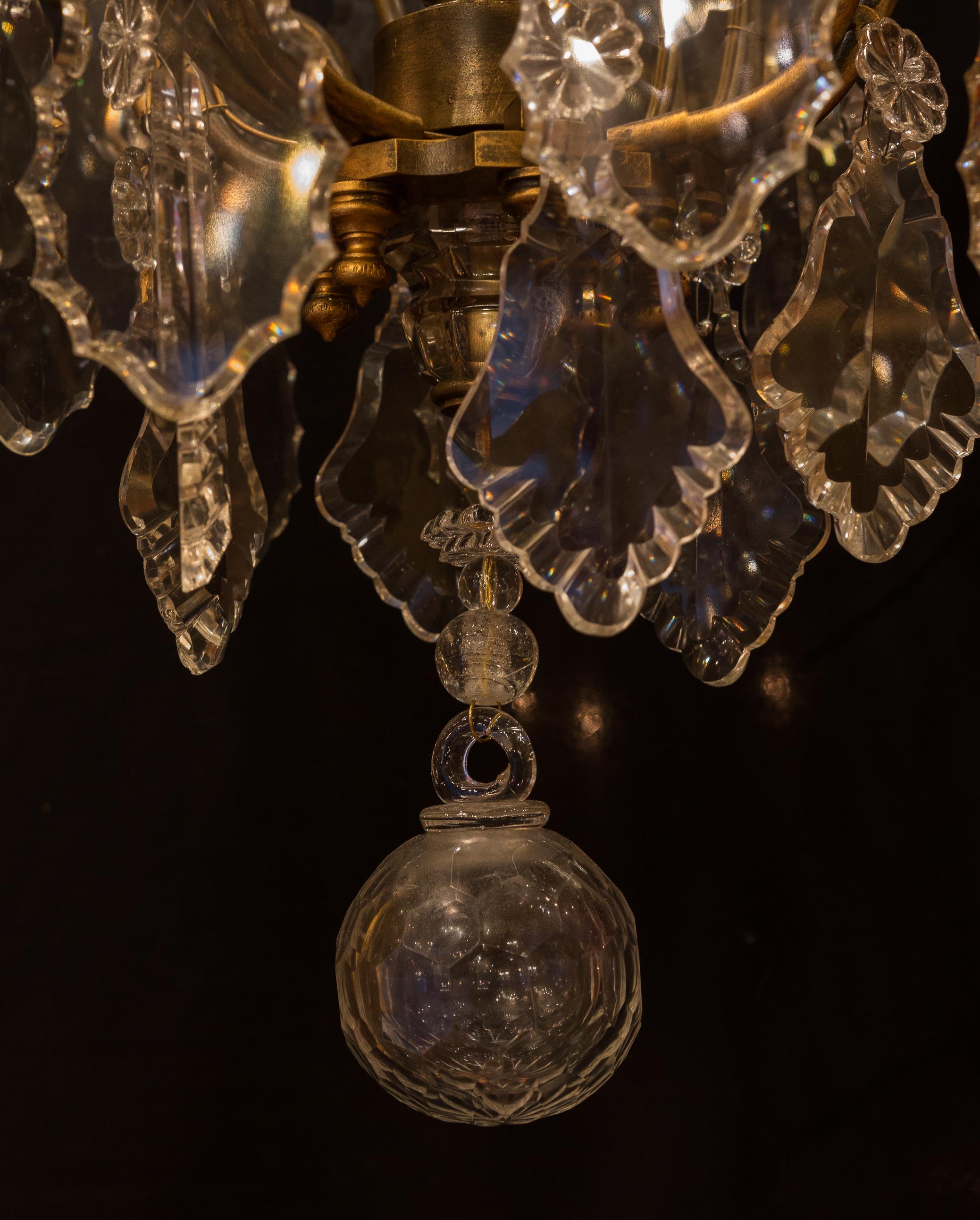 By Baccarat, French Louis XV Style, Gilt-Bronze and Cut-Crystal Chandelier 9