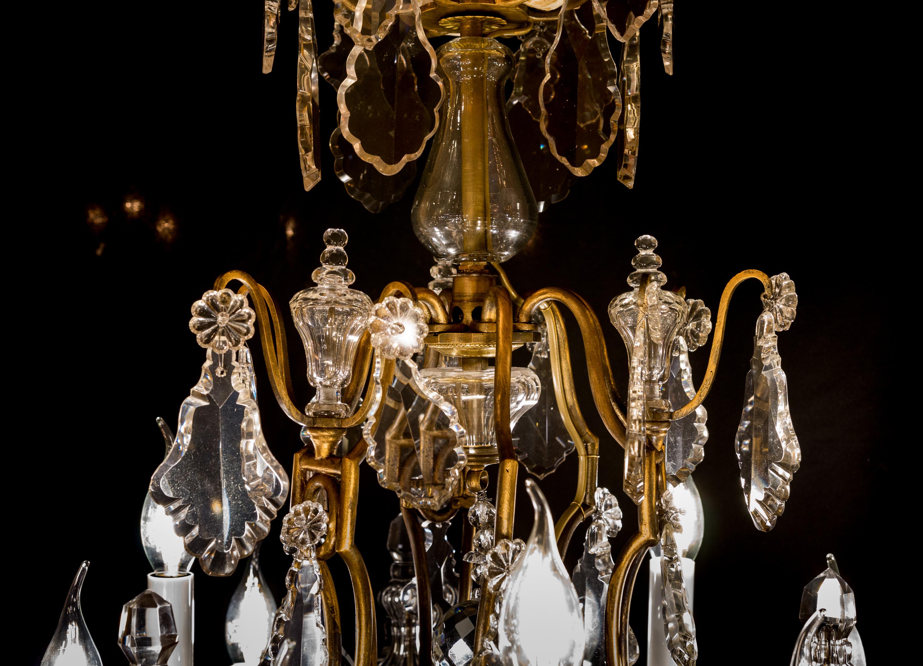 20th Century By Baccarat, French Louis XV Style, Gilt-Bronze and Cut-Crystal Chandelier