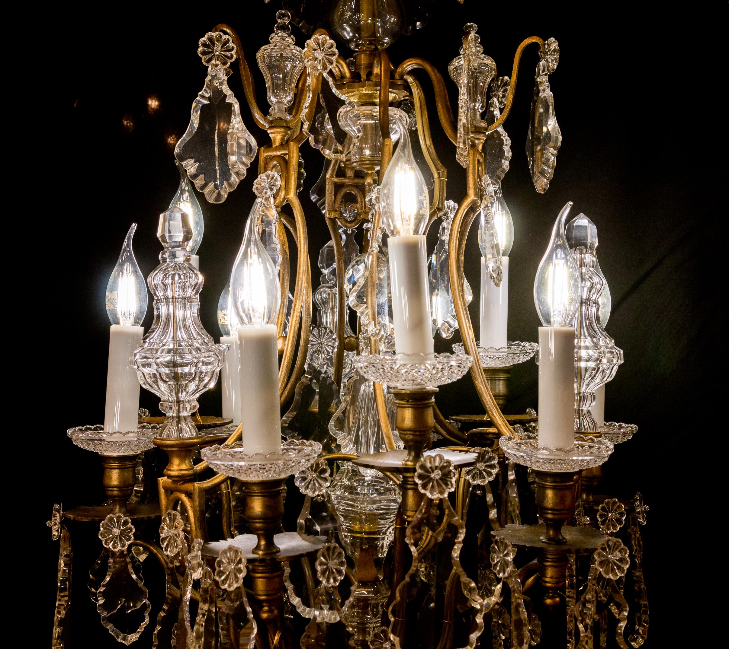 By Baccarat, French Louis XV Style, Gilt-Bronze and Cut-Crystal Chandelier 1