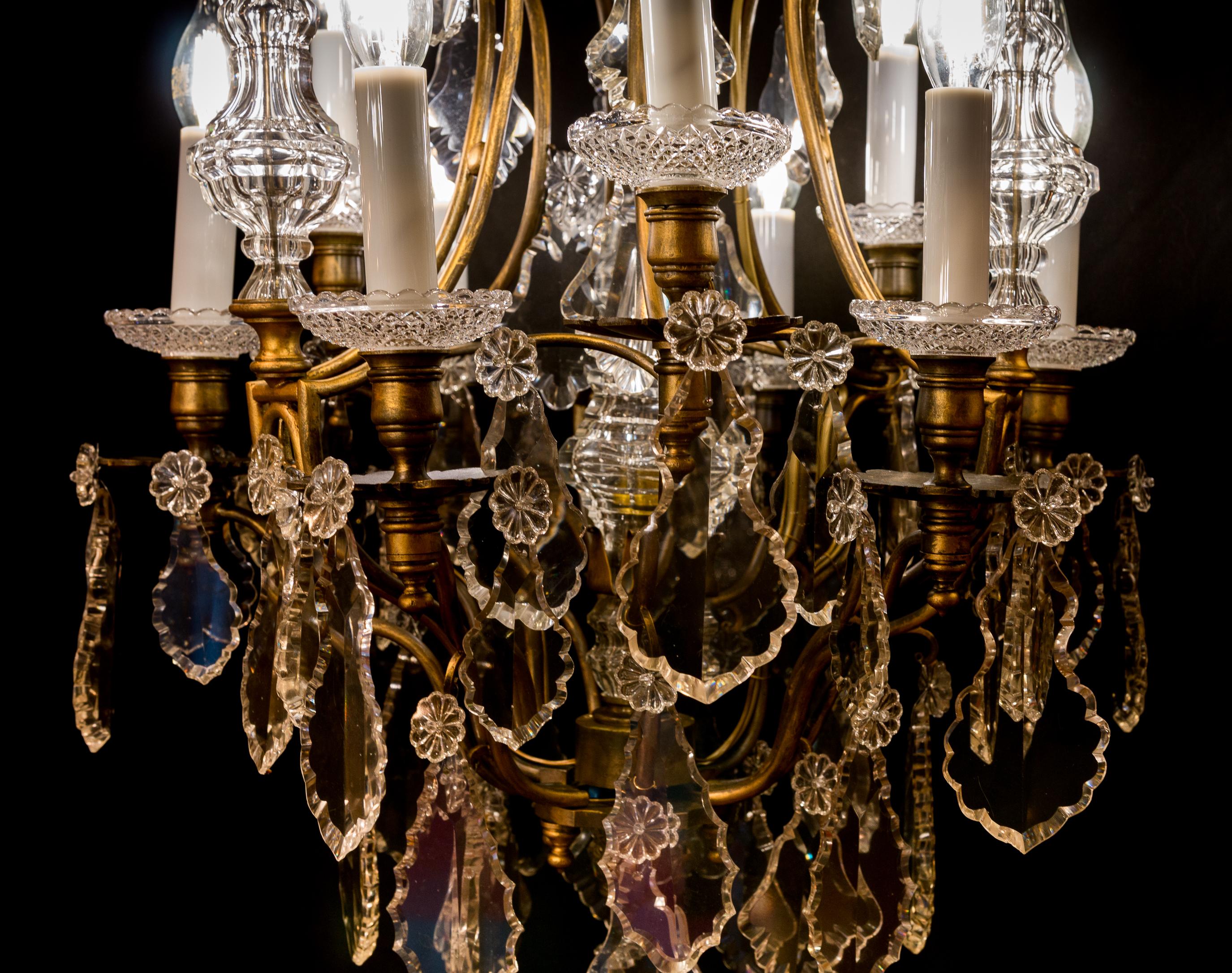 By Baccarat, French Louis XV Style, Gilt-Bronze and Cut-Crystal Chandelier 3