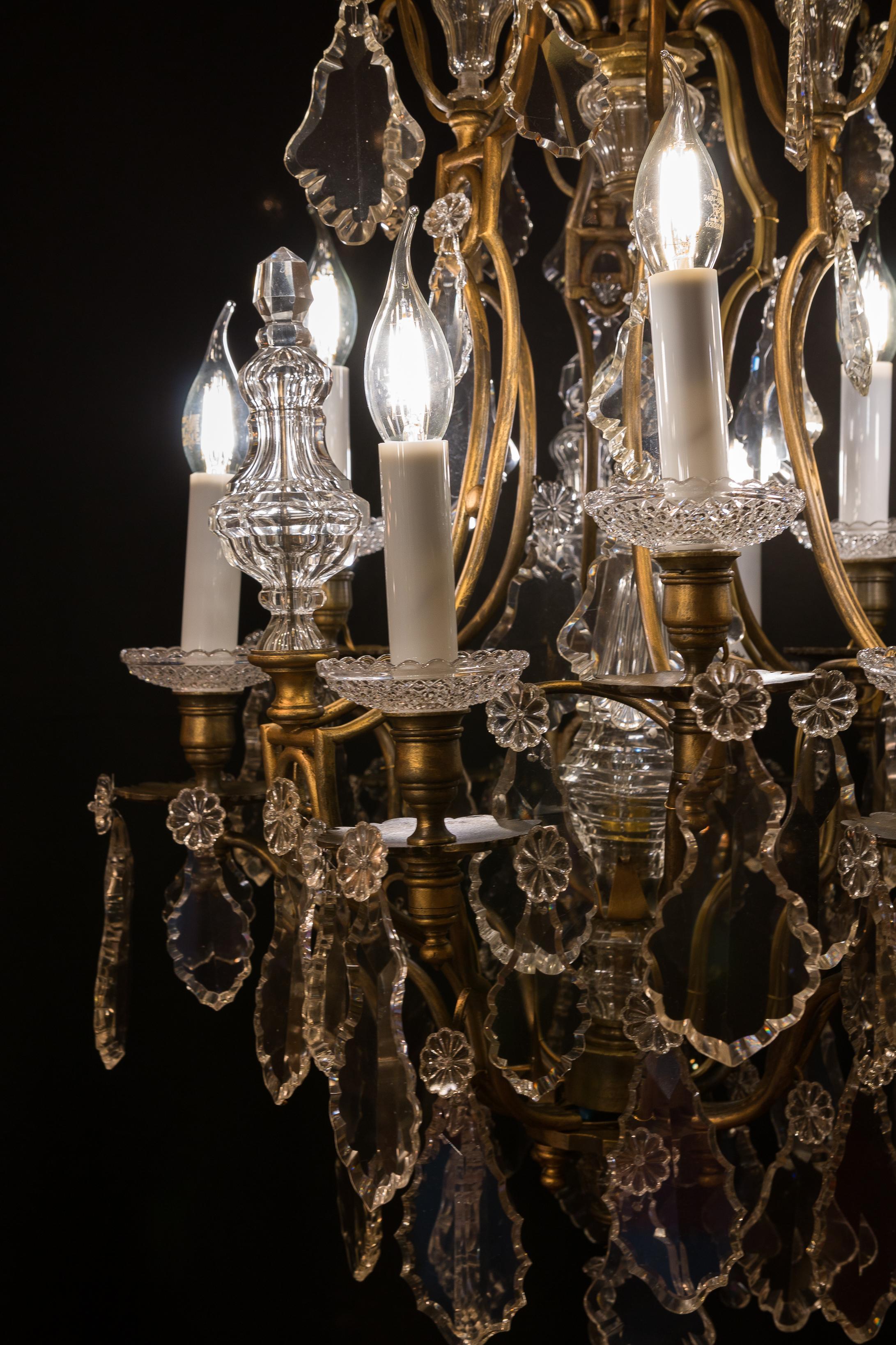 By Baccarat, French Louis XV Style, Gilt-Bronze and Cut-Crystal Chandelier 4