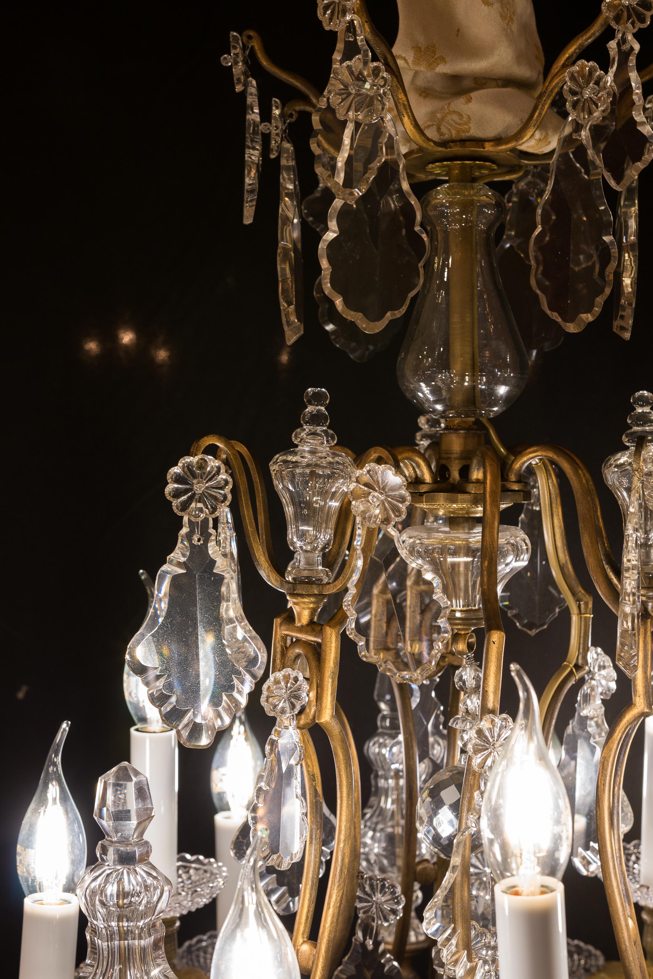 By Baccarat, French Louis XV Style, Gilt-Bronze and Cut-Crystal Chandelier 5