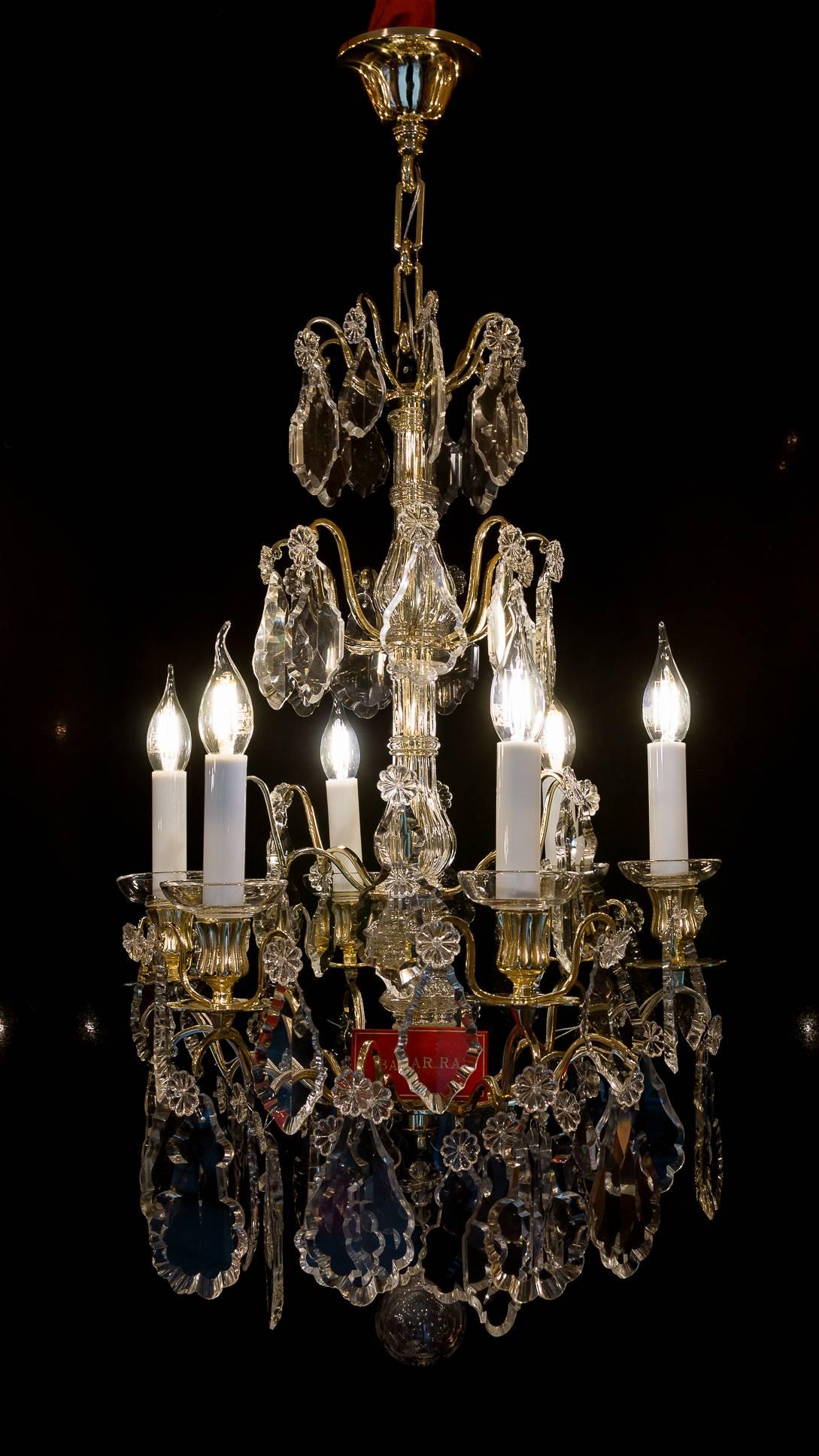 French Louis XVI Style, Ormolu and Cut Crystal Small Chandelier by Baccarat 1