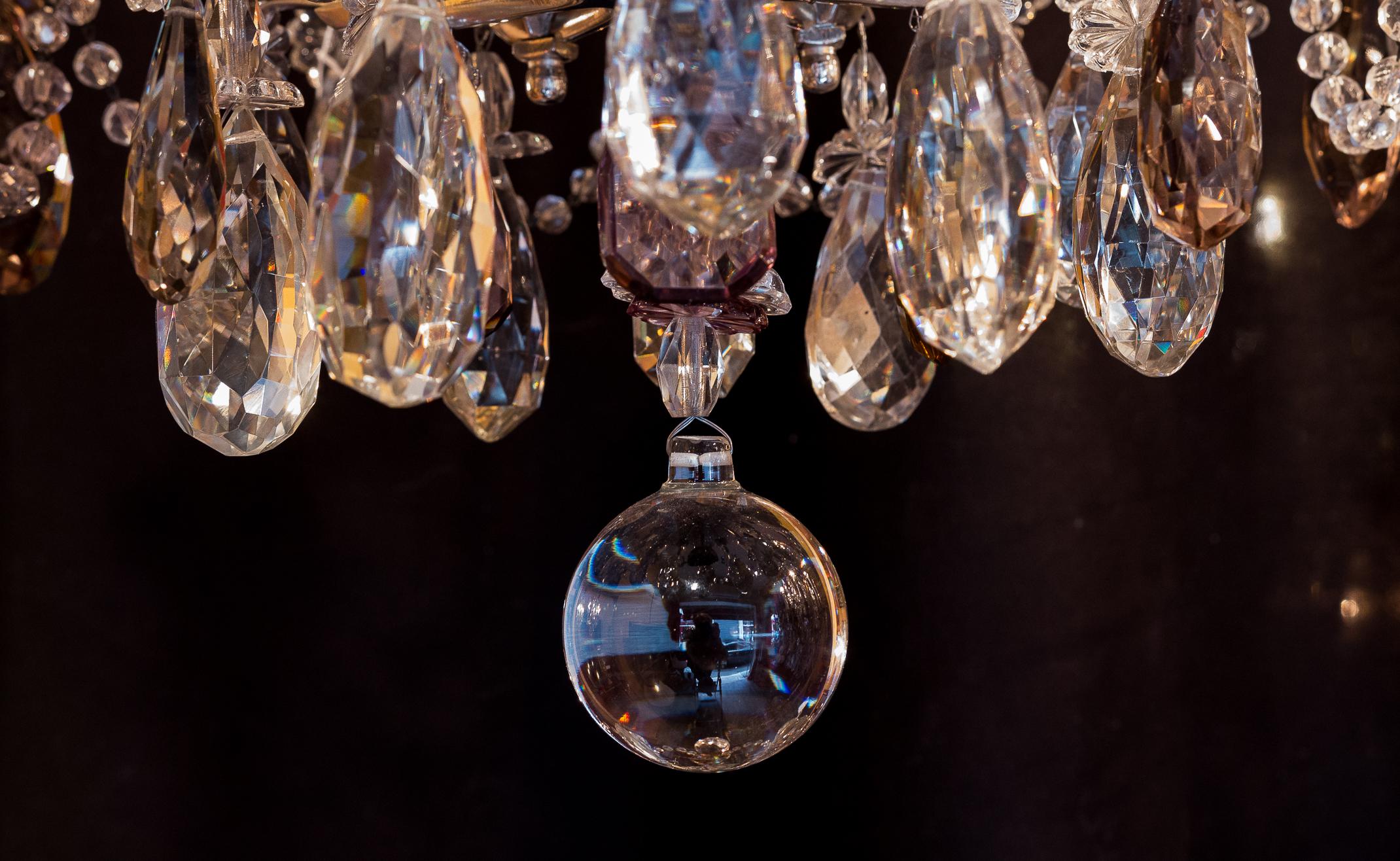 Attributed to Baguès French Pair of Silver Plate and Cut Crystal Chandeliers 3