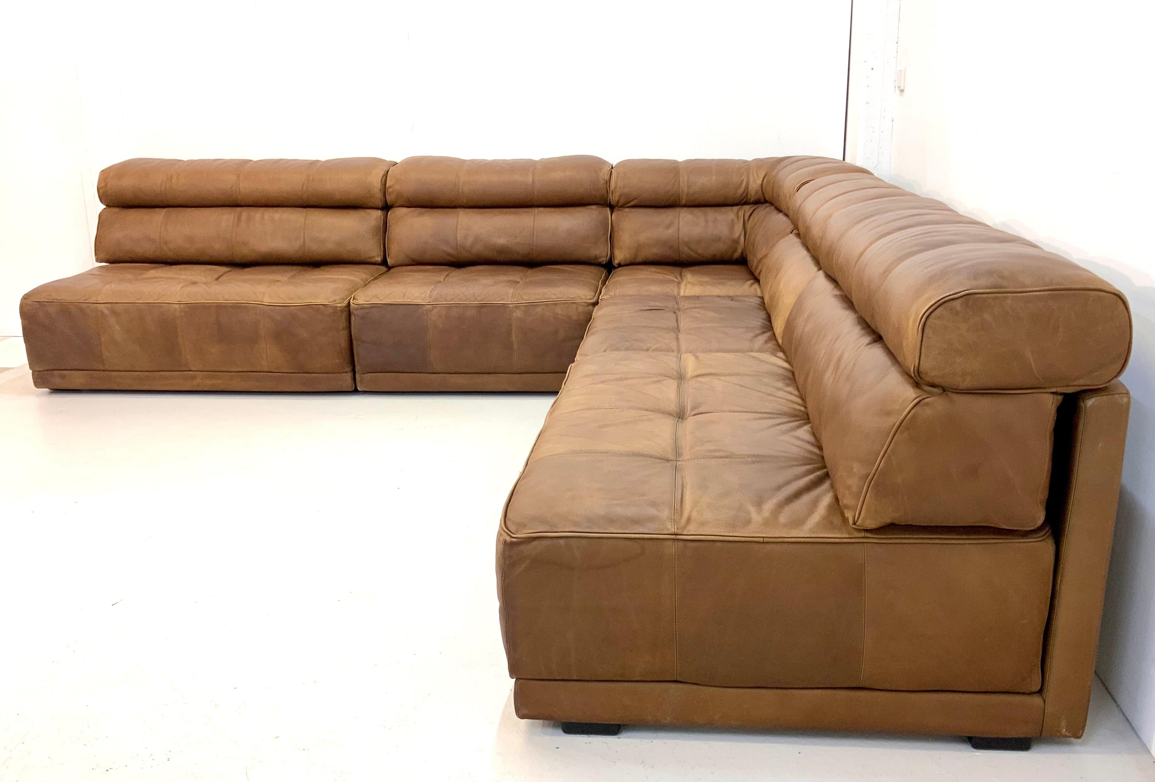 This extremely rare xxl sectional patchwork leather lounge landscape is from the worldwide renowned leather manufacturer and luxury Germany brand Cor. This Cor model is very similar to the Trio model from COR / Design by Team Form (Switzerland), it