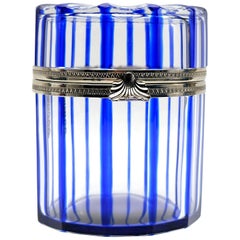 France Cobalt Blue and Cut Crystal Lidded Box by Cristal Benito