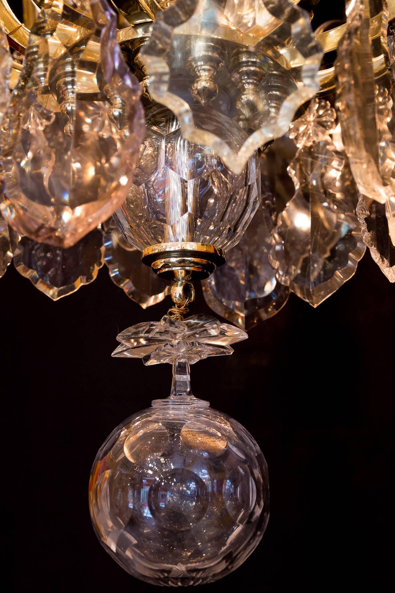 By Cristalleries De Baccarat Louis XIV Style, Gilt Bronze and Crystal Chandelier 7