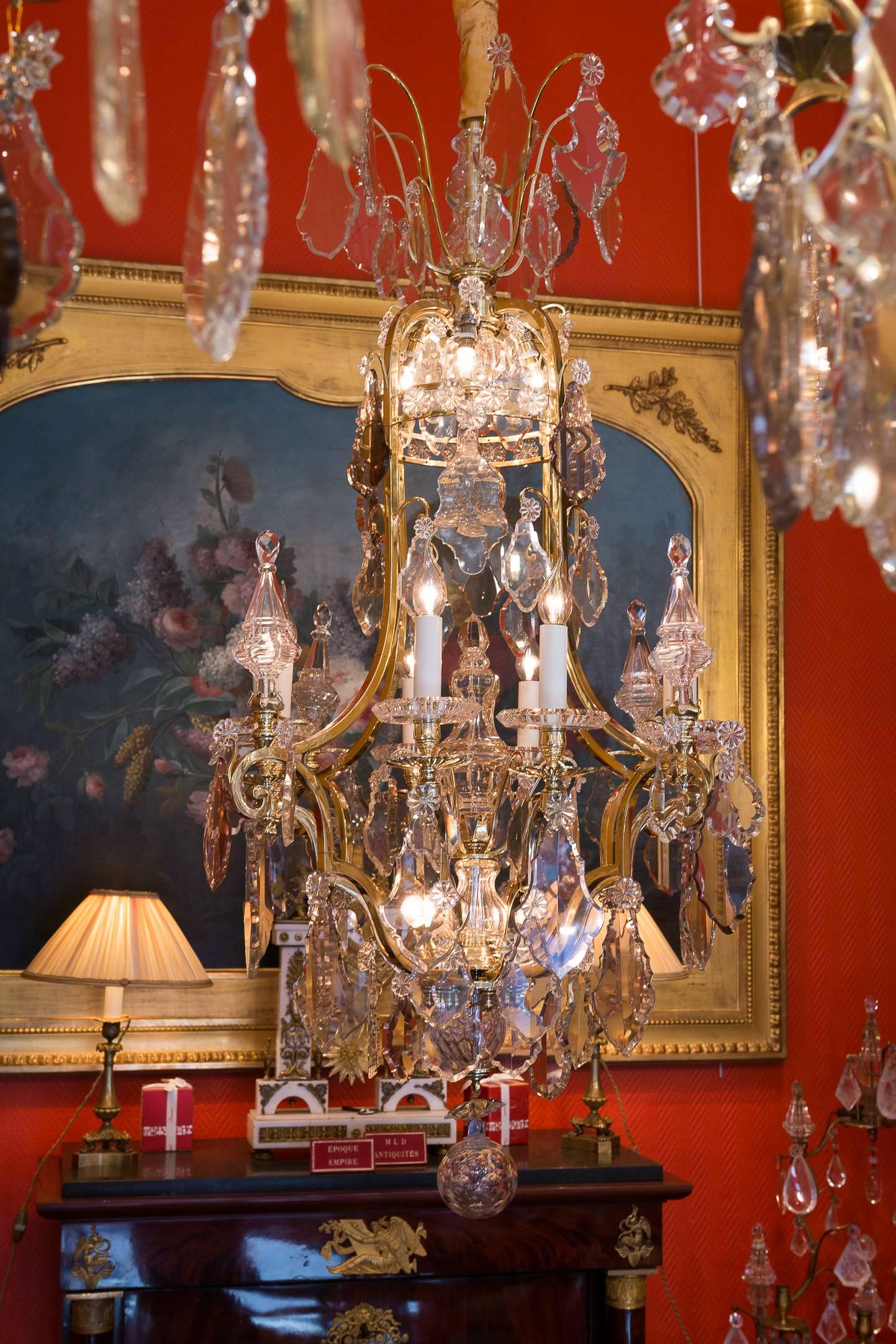 By Cristalleries De Baccarat Louis XIV Style, Gilt Bronze and Crystal Chandelier 8