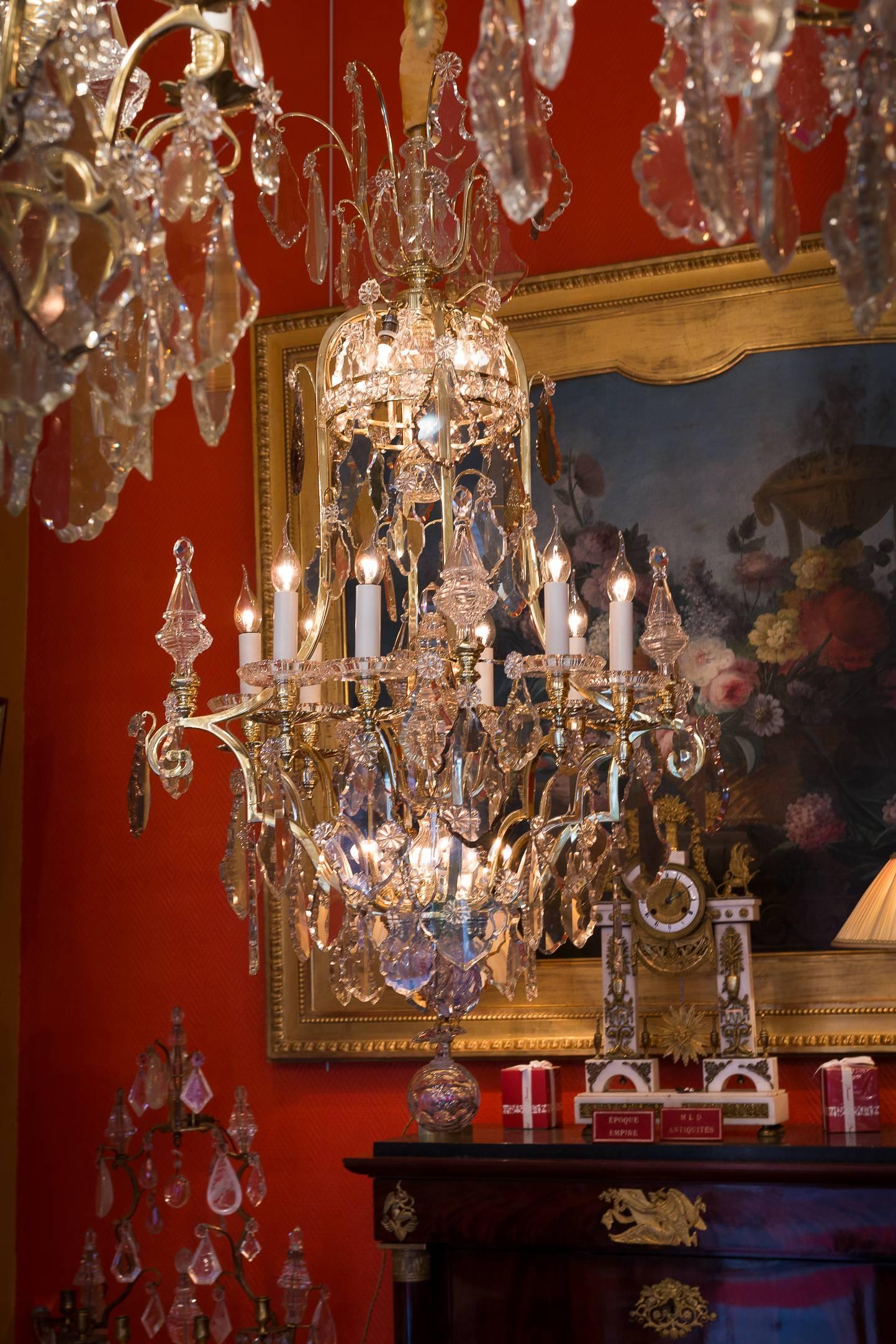 By Cristalleries De Baccarat Louis XIV Style, Gilt Bronze and Crystal Chandelier 9