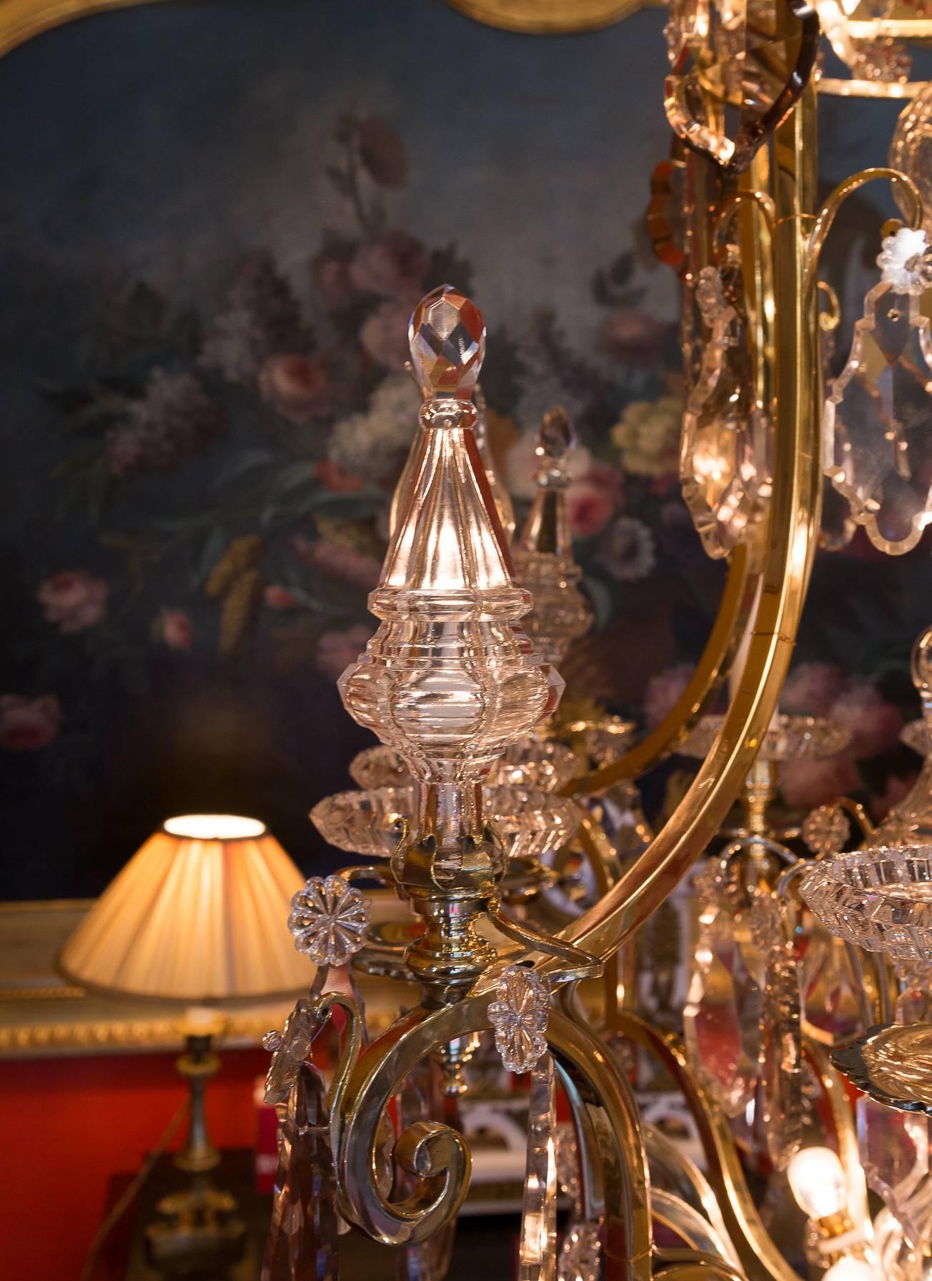 By Cristalleries De Baccarat Louis XIV Style, Gilt Bronze and Crystal Chandelier 10