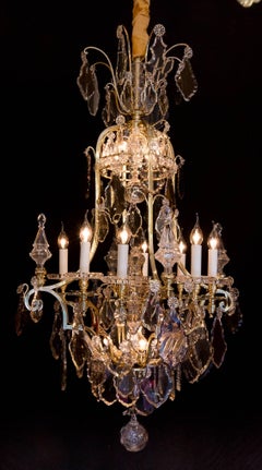 By Cristalleries De Baccarat Louis XIV Style, Gilt Bronze and Crystal Chandelier