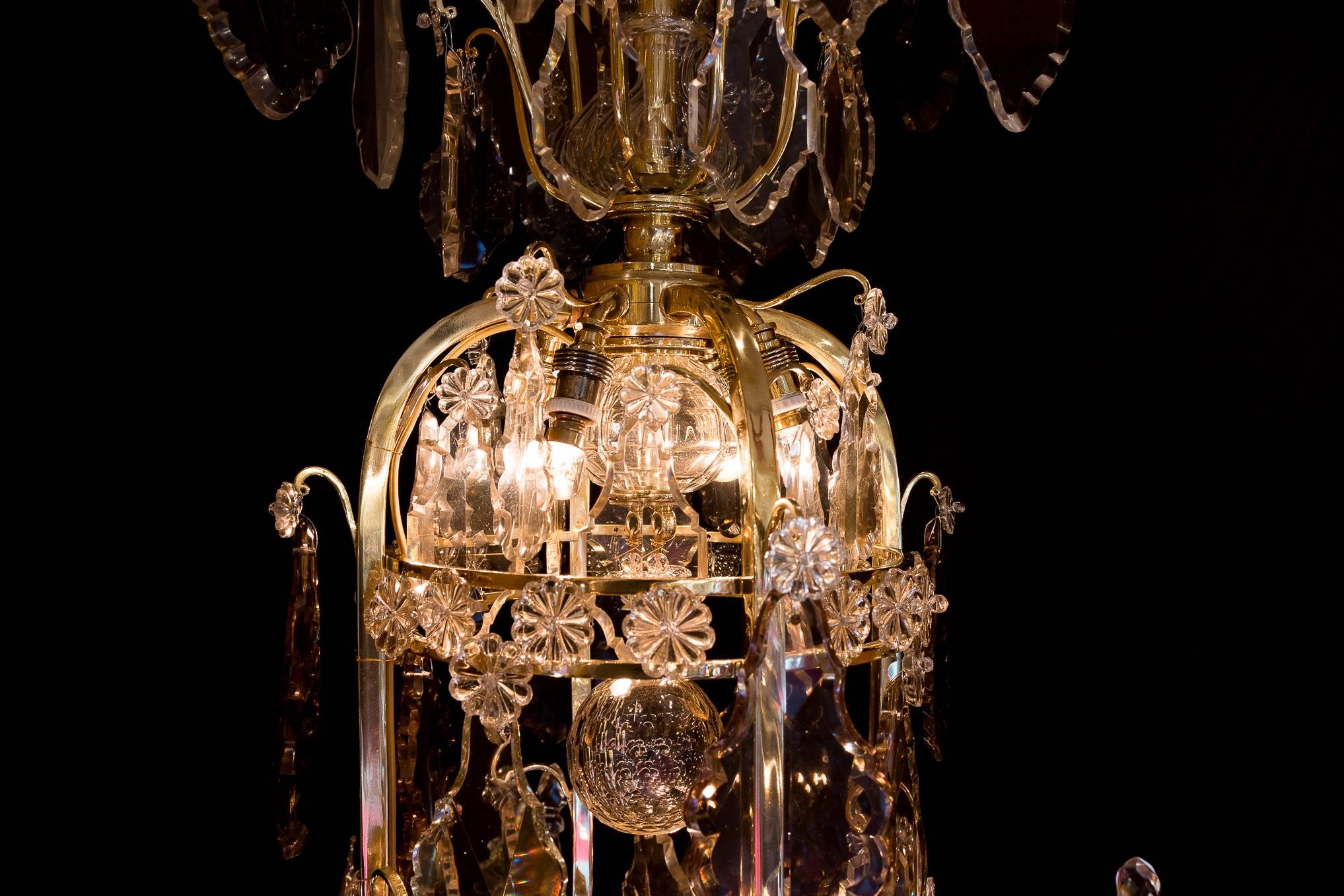 By Cristalleries De Baccarat Louis XIV Style, Gilt Bronze and Crystal Chandelier In Excellent Condition In Saint Ouen, FR