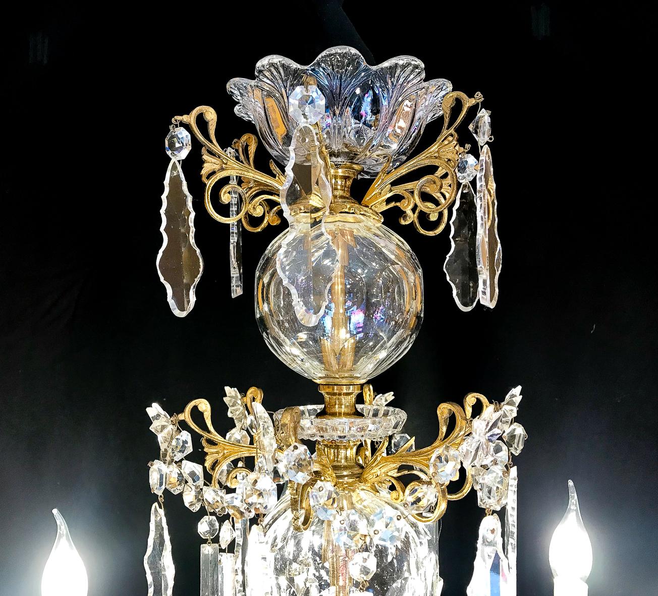 French By Cristalleries de Baccarat Mid-19th Century, Bronze and Crystal Chandelier