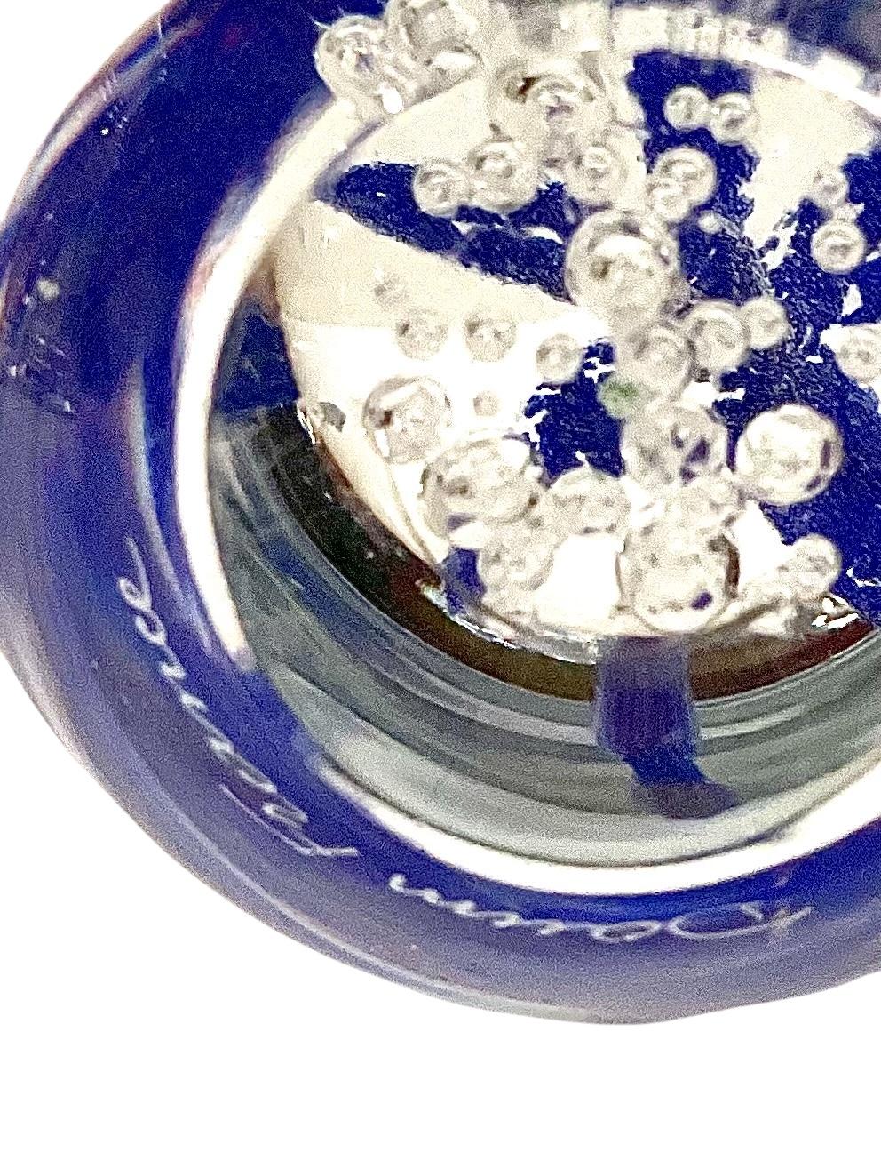 By DAUM Sulphide Paperweight with Blue Flower For Sale 6