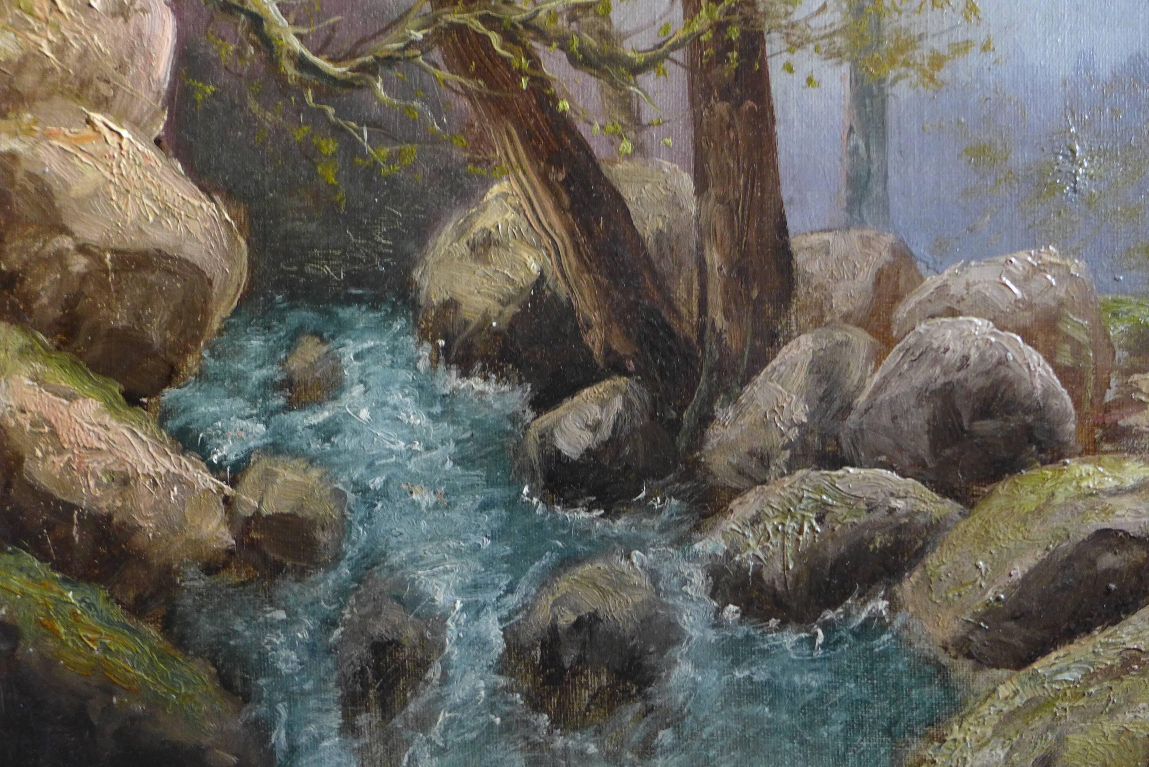 By Godchaux Oil on Canvas French Mountain, circa 1900 For Sale 1