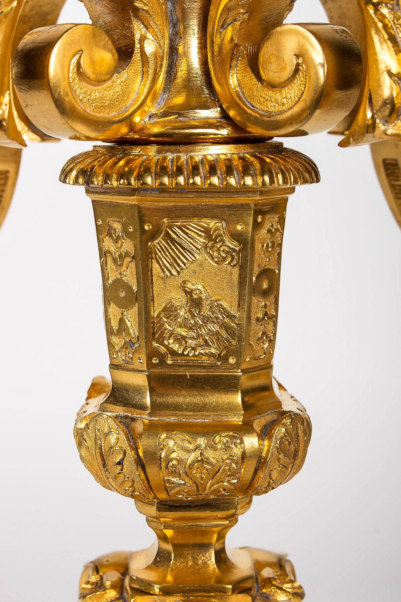 by H Voisenet, Large Pair of Louis XIV Style Ormolu Candelabras, circa 1880-1900 2