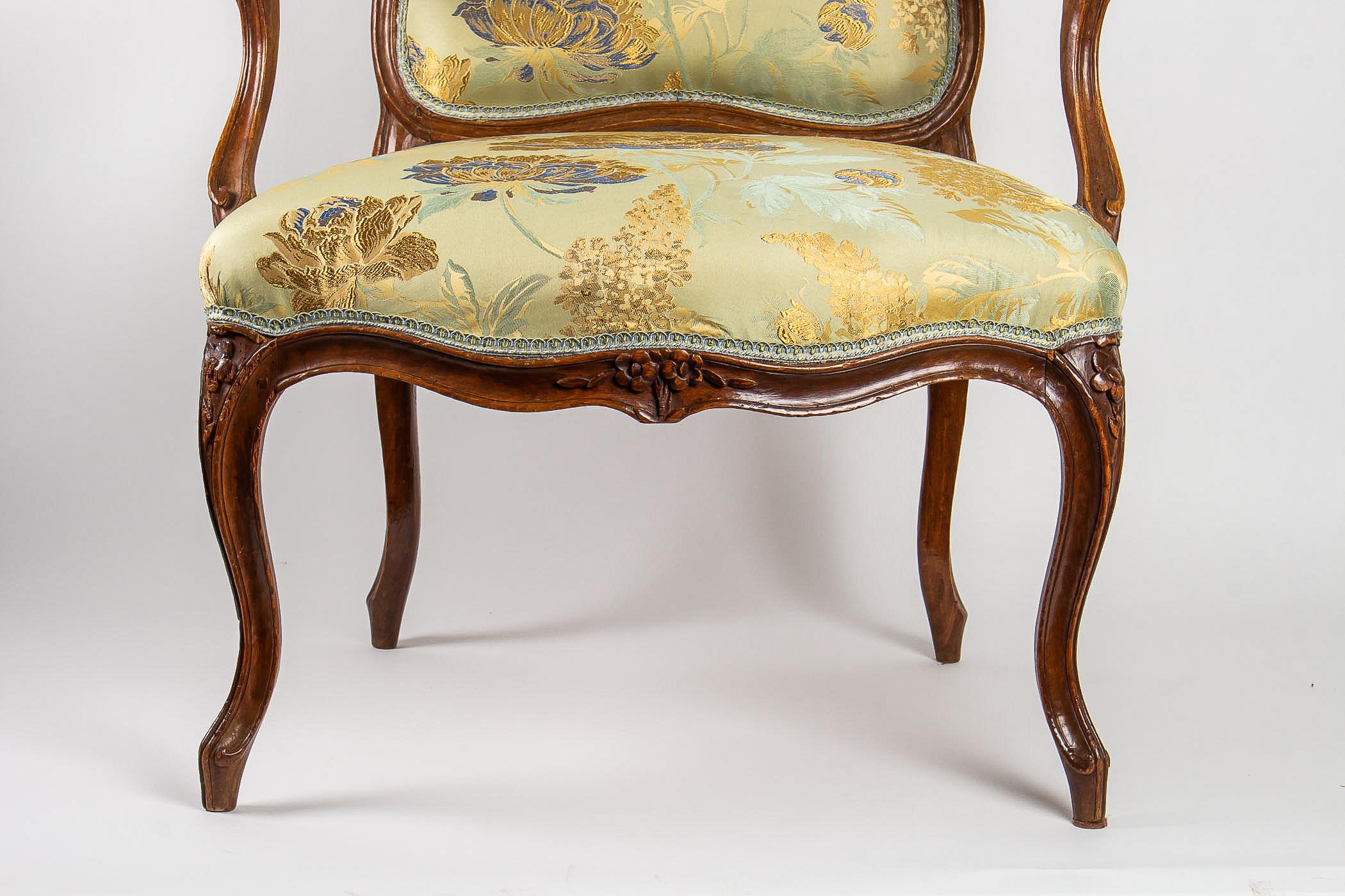 Fruitwood Louis XV Period Set of 4 of Large Armchairs, circa 1766-1770 by Louis Delanois For Sale