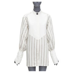 BY MALENE BIRGER Aglaja striped linen blend pique panel tunic shirt IT38 XS