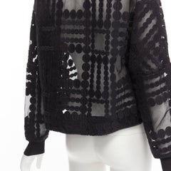 BY MALENE BIRGER black graphic circle embroidery sheer cropped sweater FR36 S