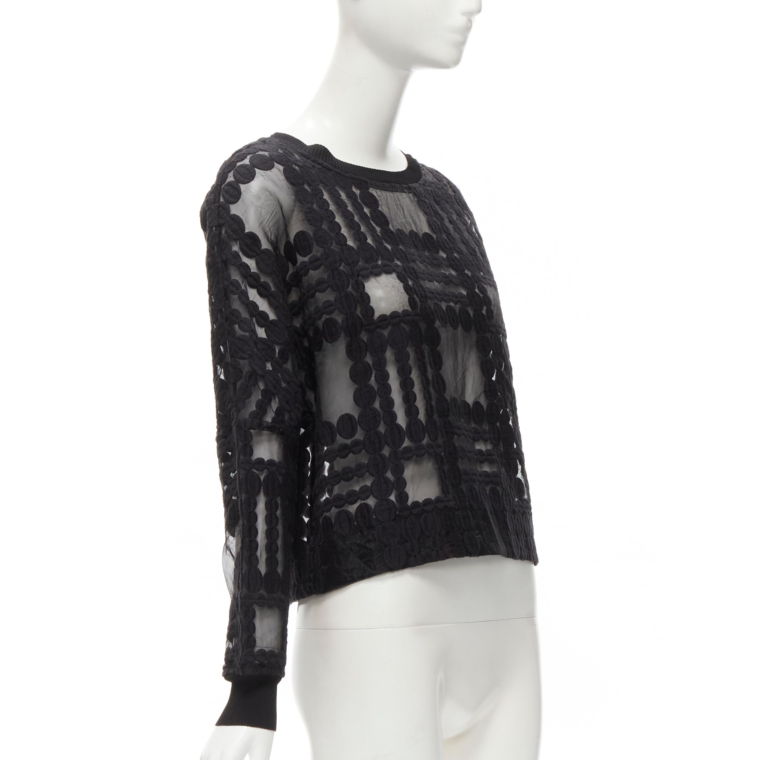 Noir BY MALENE BIRGER noir graphique broderie en cercle pull cropped transparent FR36 S en vente