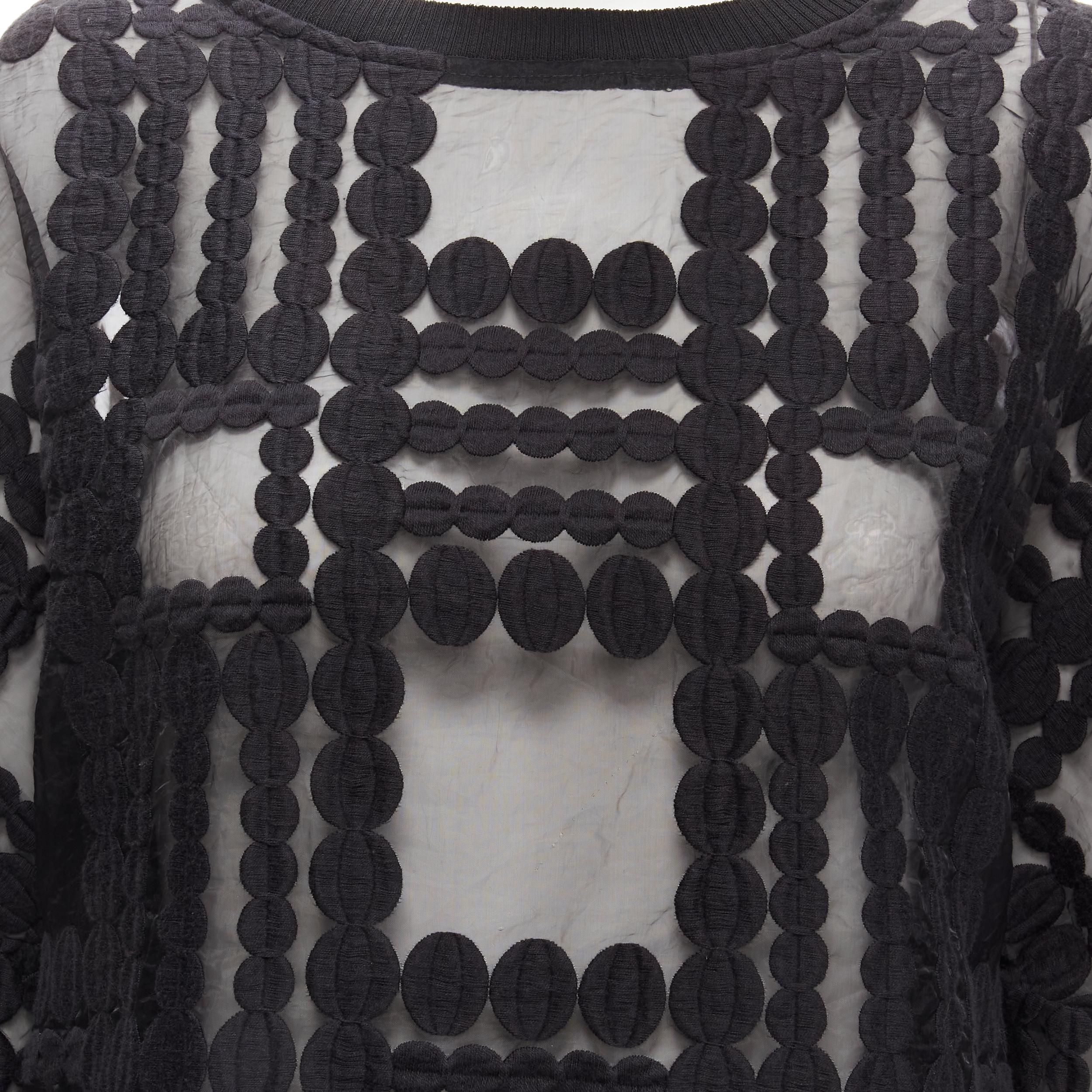 BY MALENE BIRGER noir graphique broderie en cercle pull cropped transparent FR36 S en vente 2