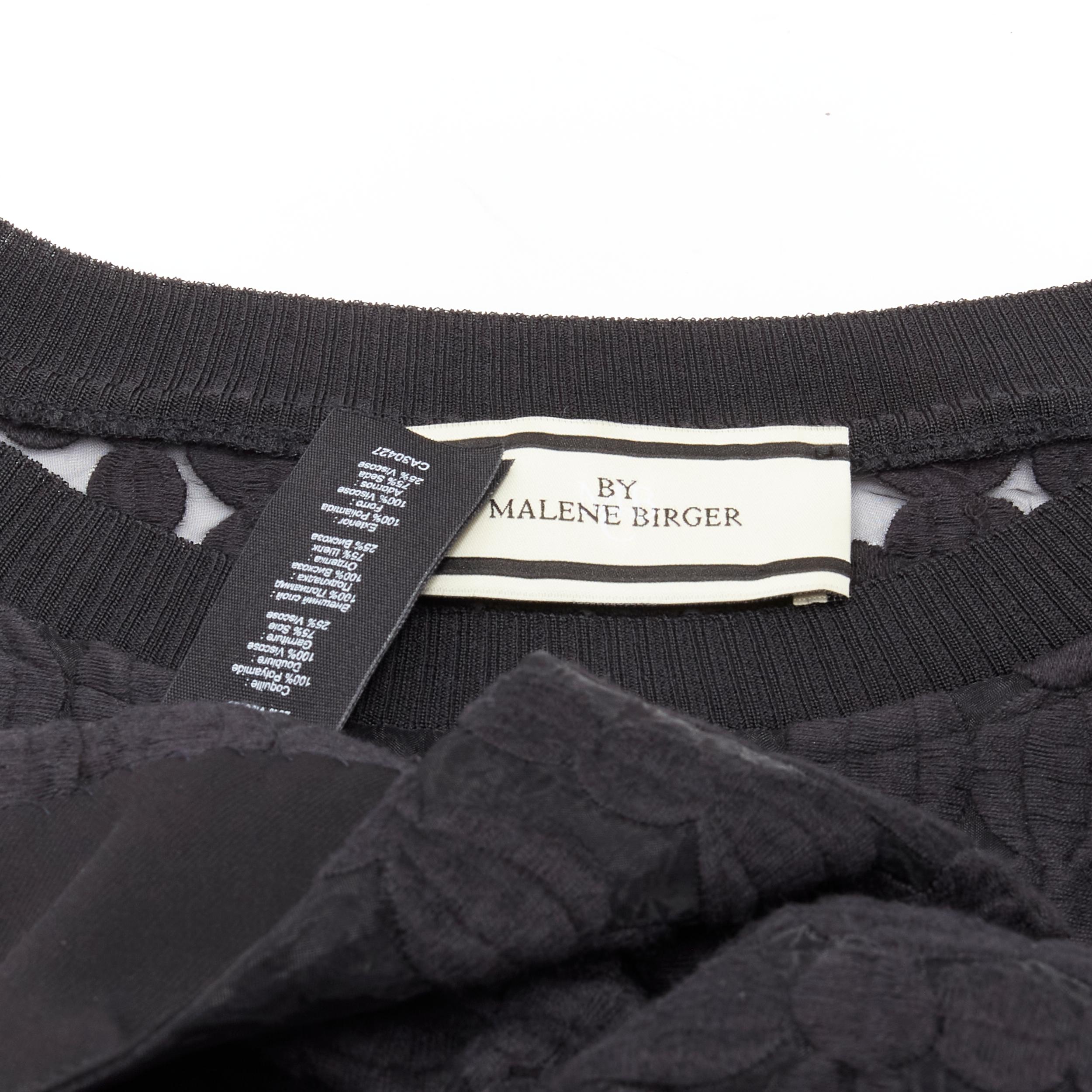 BY MALENE BIRGER black graphic circle embroidery sheer cropped sweater FR36 S For Sale 4