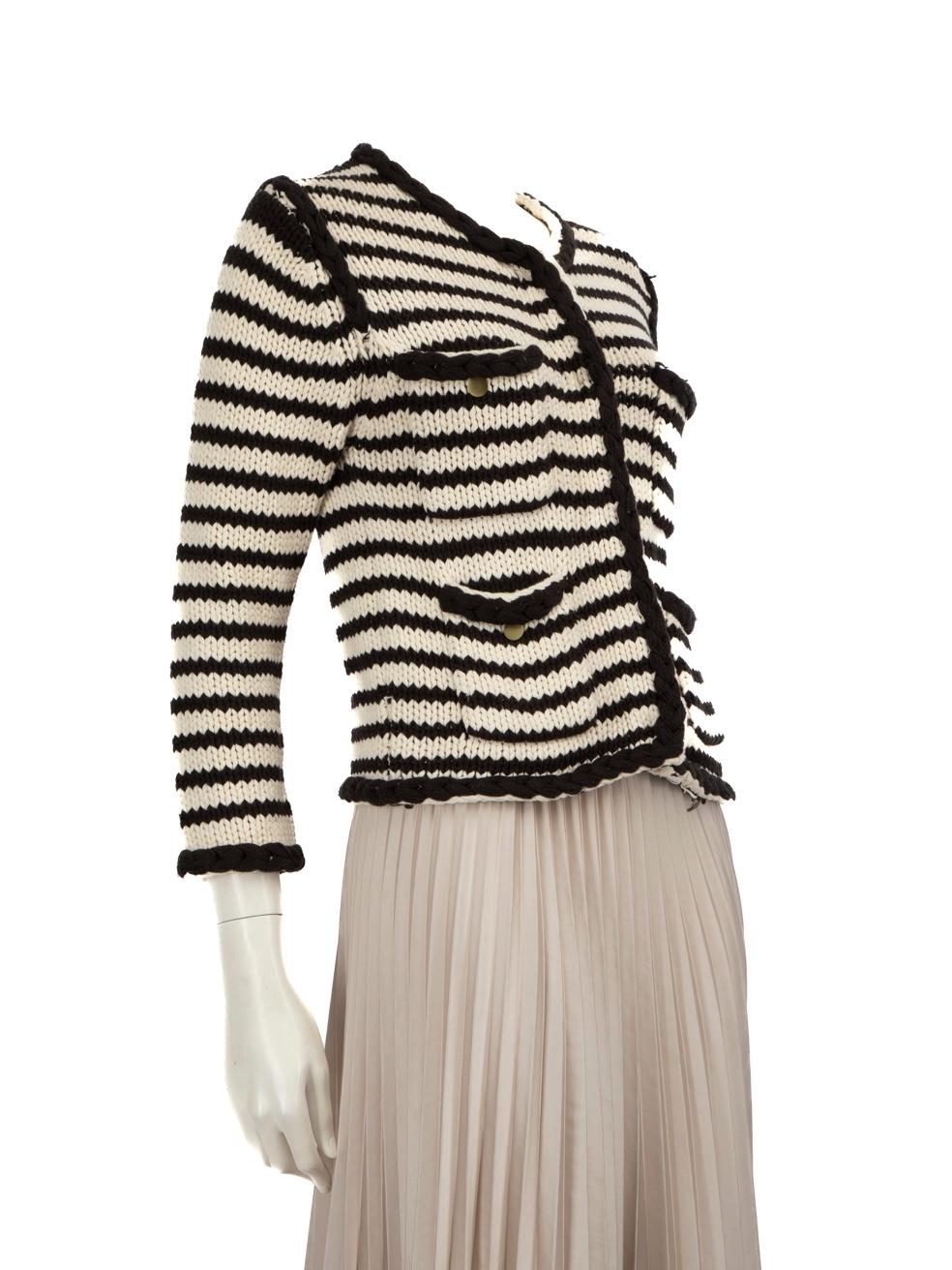 CONDITION is Good. Minor wear to cardigan is evident. Loose threads on the hemline, collar, back of shoulders, on the back and the inner seams on this used By Malene Birger designer resale item.
 
 Details
 
 
 Multicolour: Black and white
 
