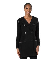 By Malene Birger Black Wool Chain Trim Coat Size S