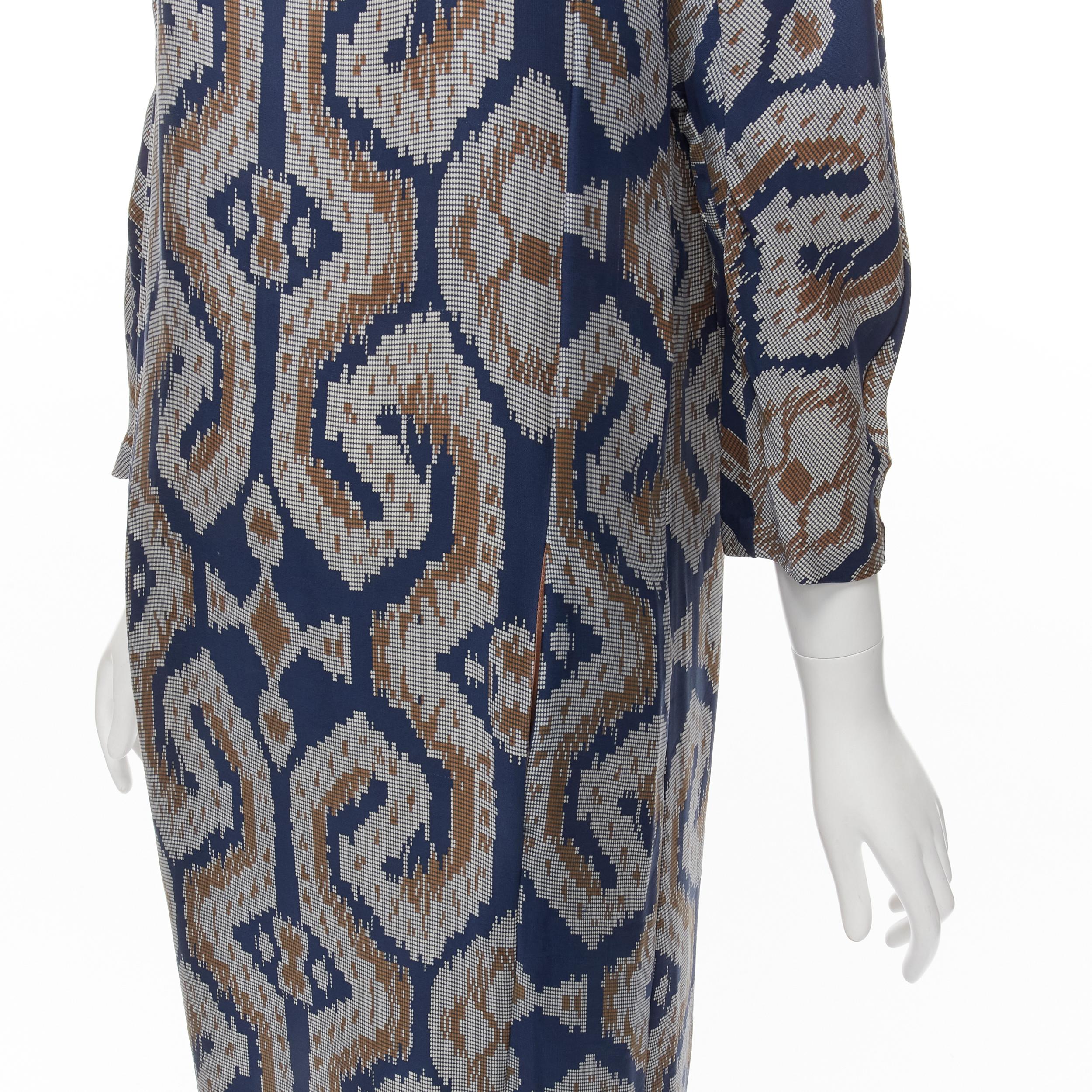 BY MALENE BIRGER blue grey ethnic round crew neck midi dress FR36 S For Sale 1