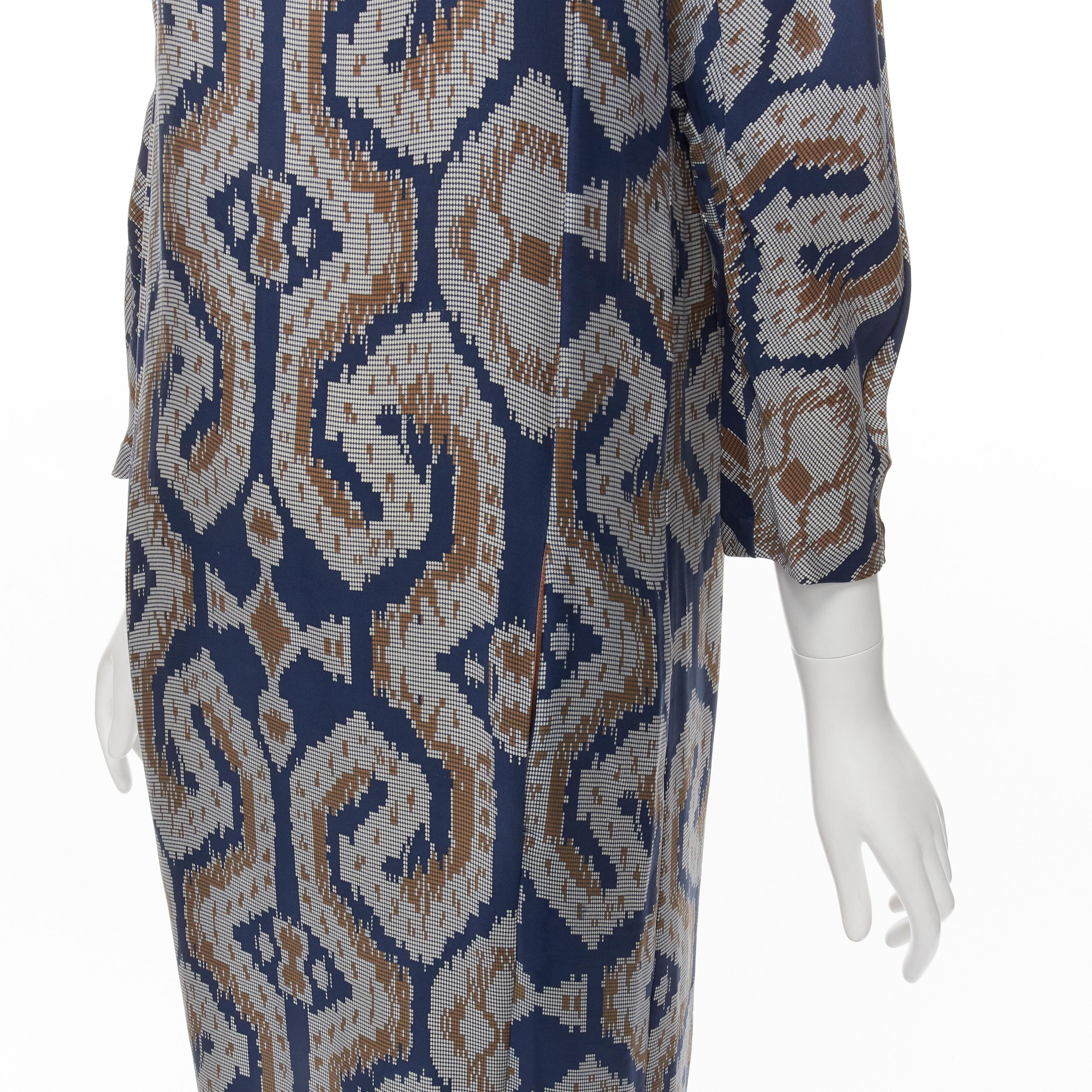 BY MALENE BIRGER blue grey ethnic round crew neck midi dress FR36 S For Sale 2