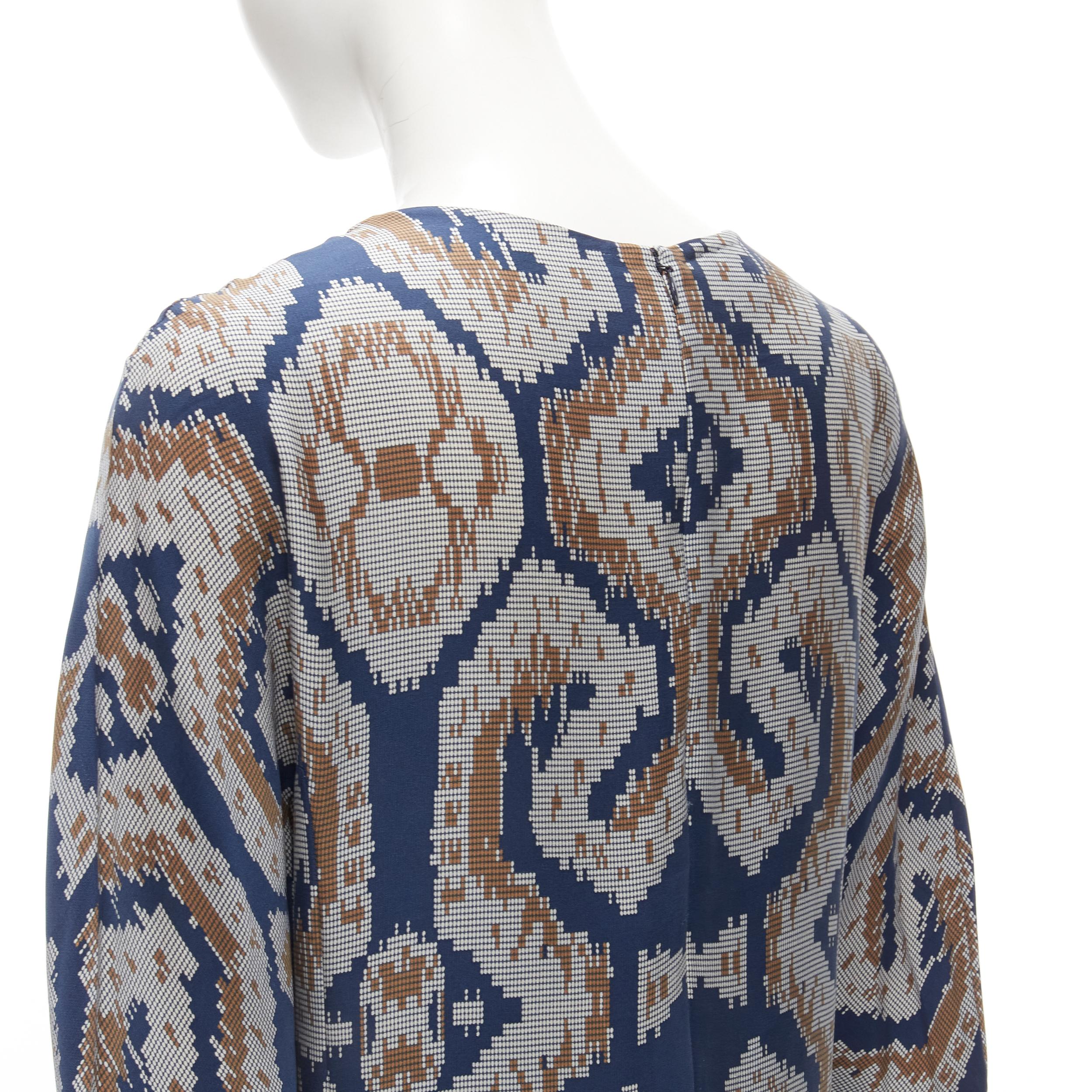BY MALENE BIRGER blue grey ethnic round crew neck midi dress FR36 S For Sale 3