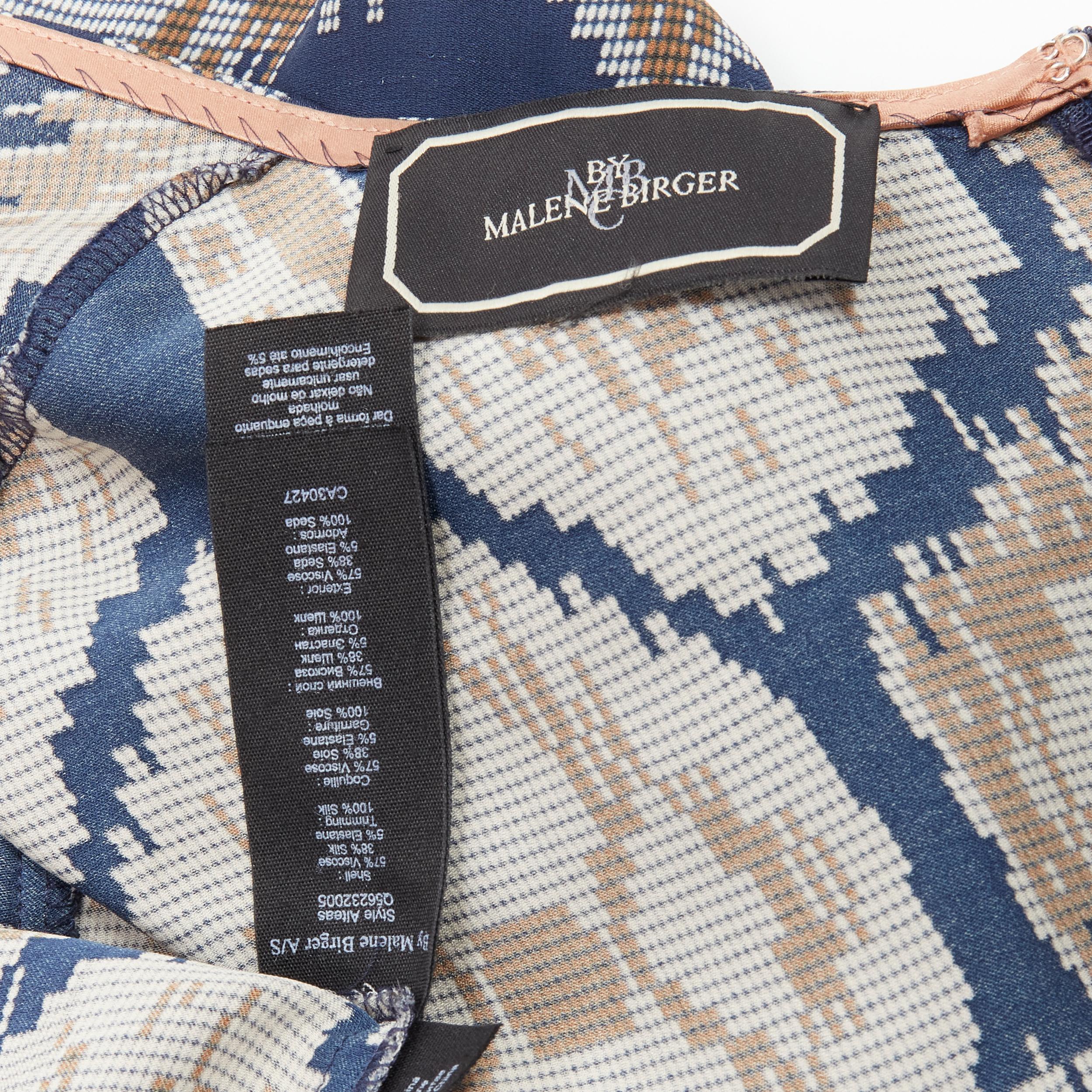 BY MALENE BIRGER blue grey ethnic round crew neck midi dress FR36 S For Sale 4