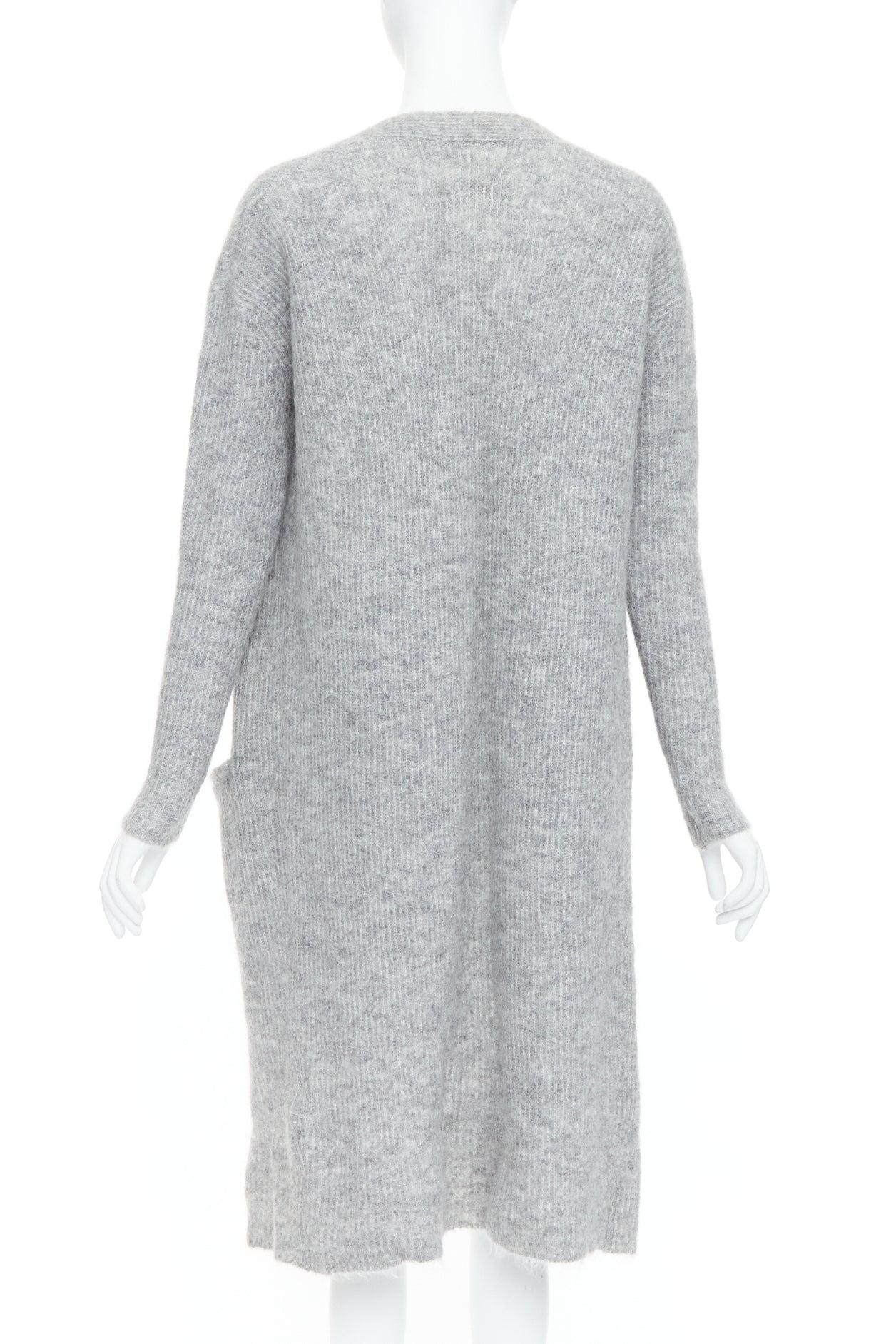 Pull cardigan long en laine mohair mélangée grise MALENE BIRGER XS Pour femmes en vente
