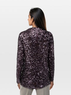 By Malene Birger Purple Sequin Long Sleeve Top Size L