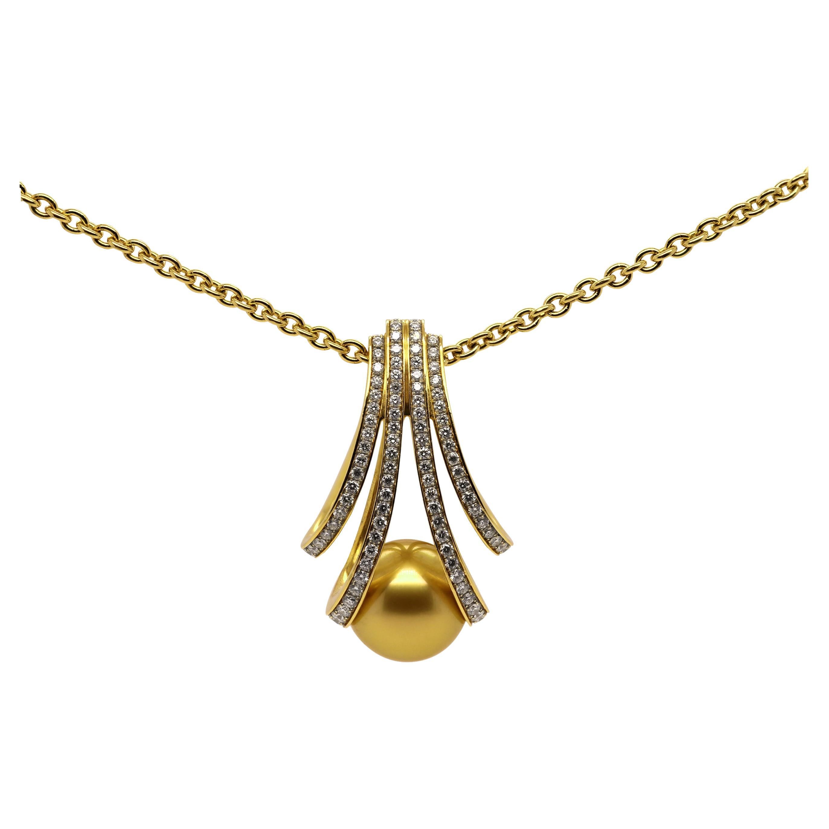 Mikimoto South-Sea Gold Pearl & Diamond ‘World of Creativity’ Pendant - 18K Gold