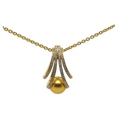 By Mikimoto, Natural Gold Pearl & Diamond ‘World of Creativity’ Pendant in 18-K