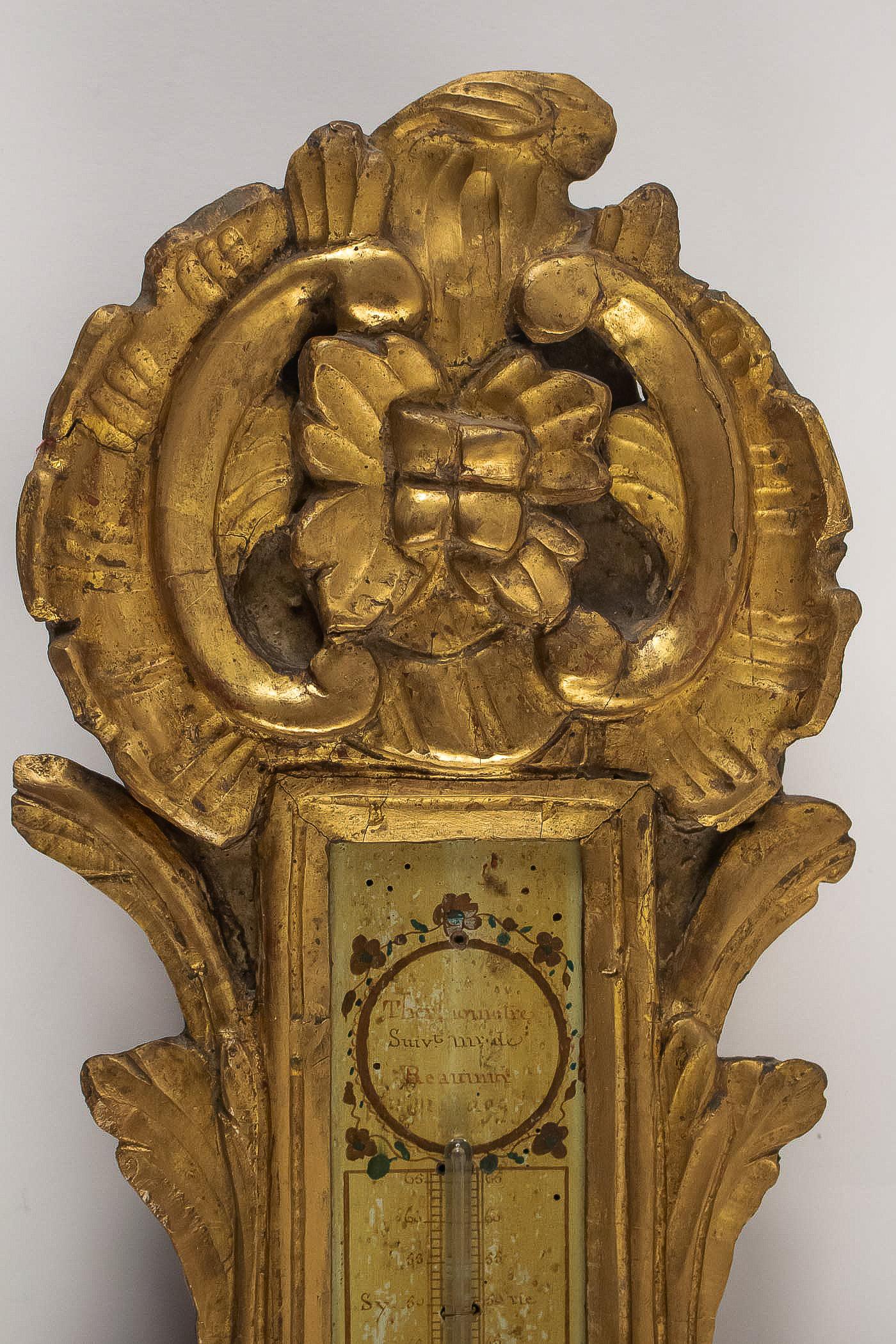 Lacquered By Moreau, French Louis XV Period Decorative Barometer-Thermometer, circa 1770