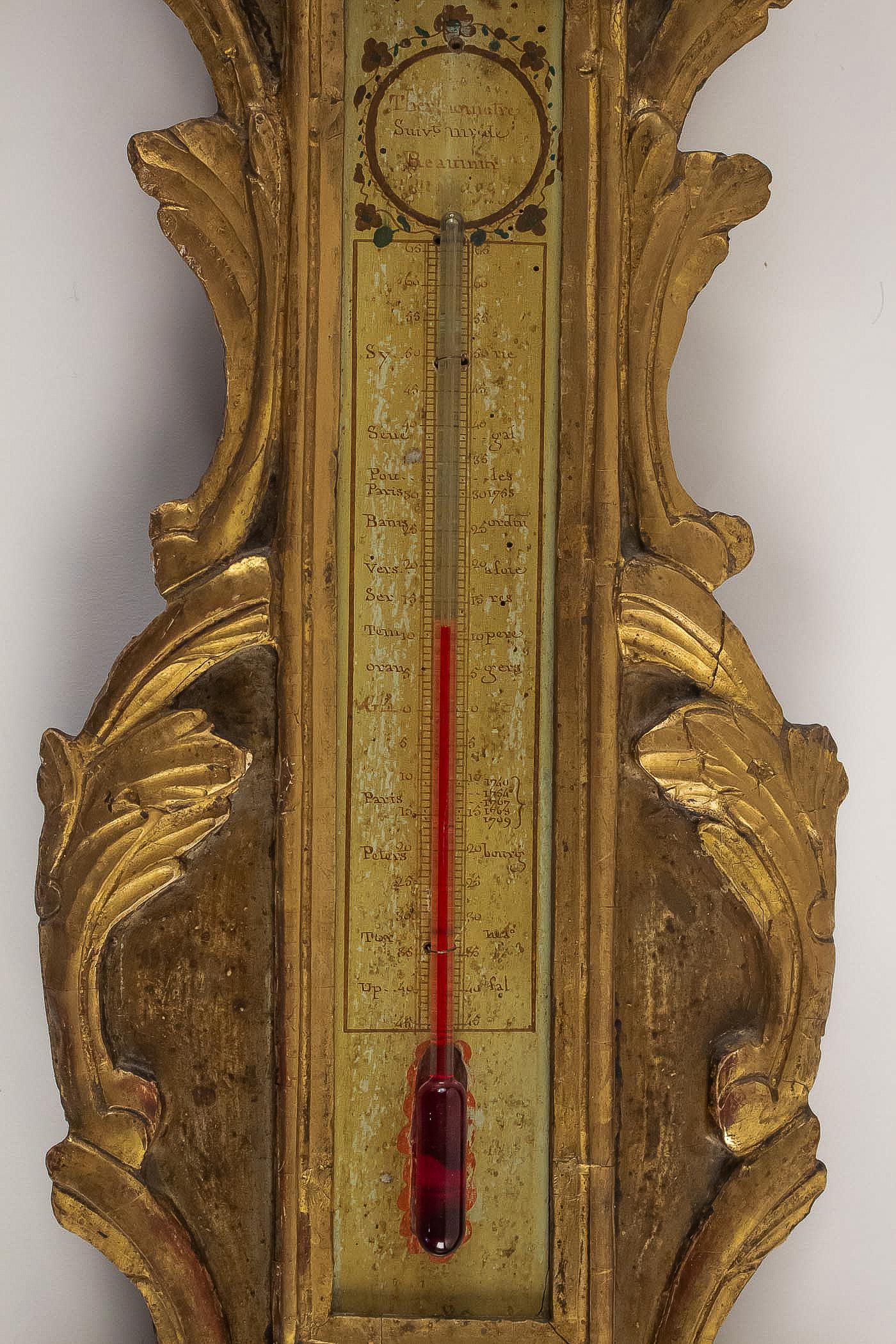 By Moreau, French Louis XV Period Decorative Barometer-Thermometer, circa 1770 In Good Condition In Saint Ouen, FR