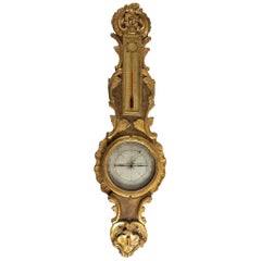 By Moreau, French Louis XV Period Decorative Barometer-Thermometer, circa 1770