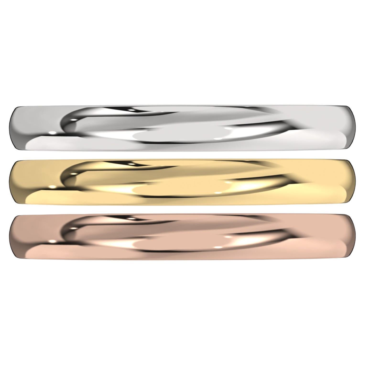 For Sale:  BY ORDER: Classic Band Ring in 18K White Gold, Yellow Gold, Rose Gold