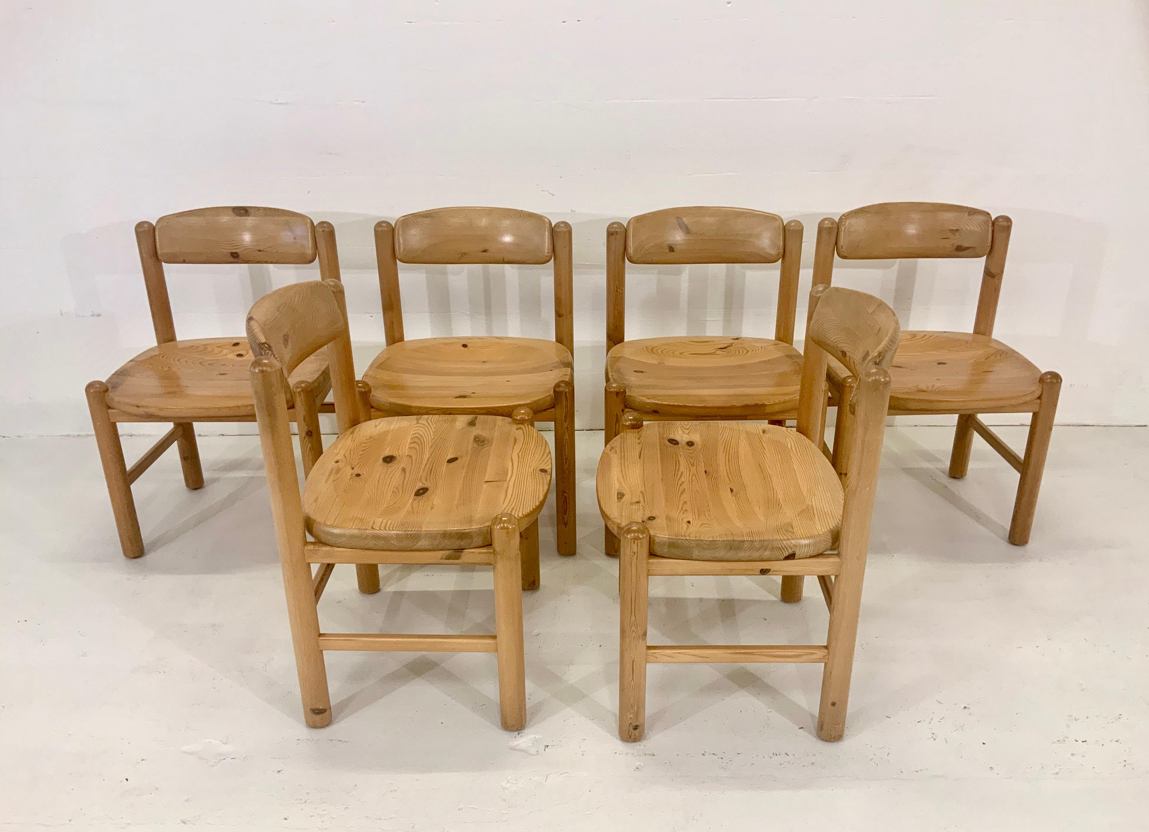 Scandinavian Modern By Rainer Daumiller Danish Modern Solid Pine Wood Dining Chairs, 1960s, Set of 6 For Sale