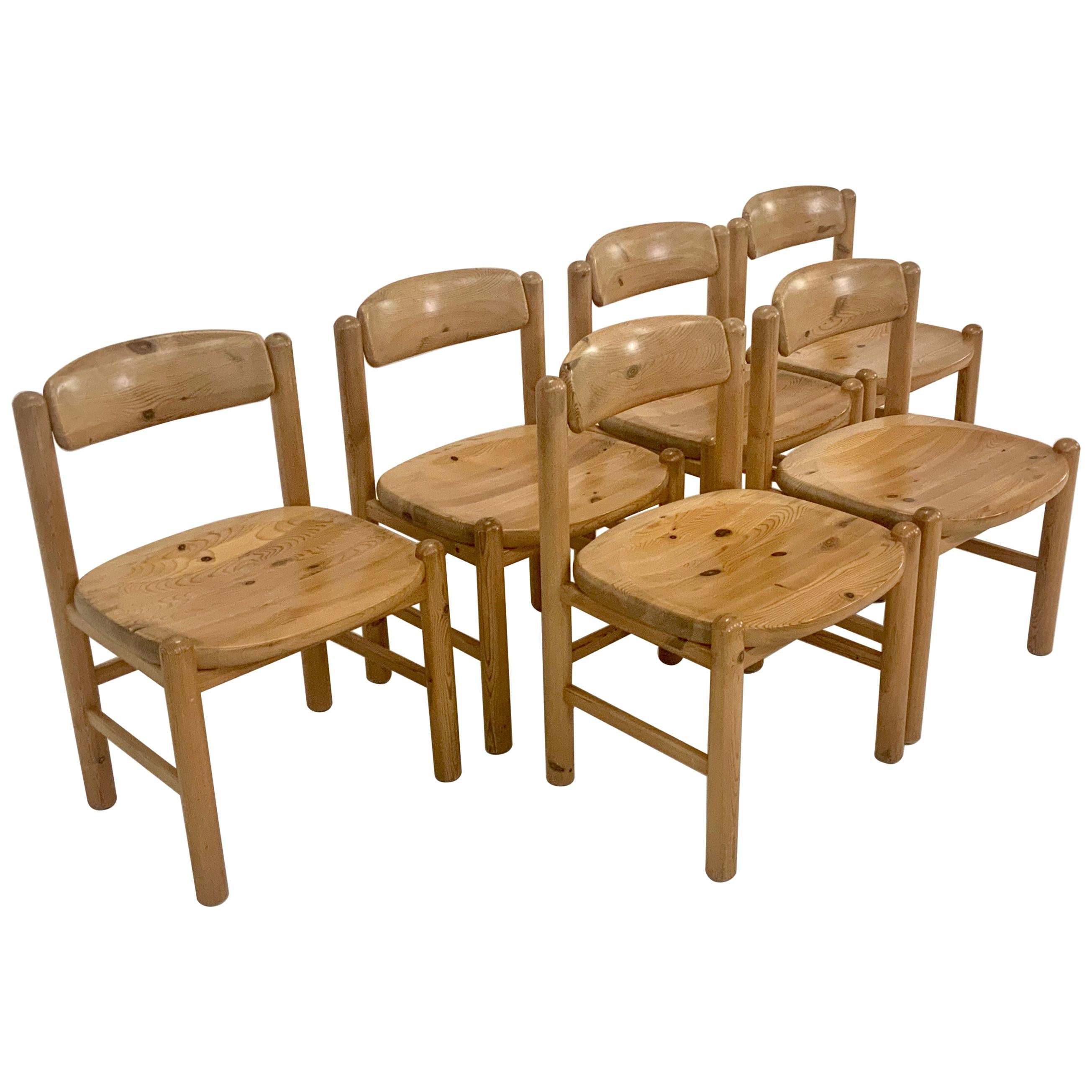 By Rainer Daumiller Danish Modern Solid Pine Wood Dining Chairs, 1960s, Set of 6 For Sale