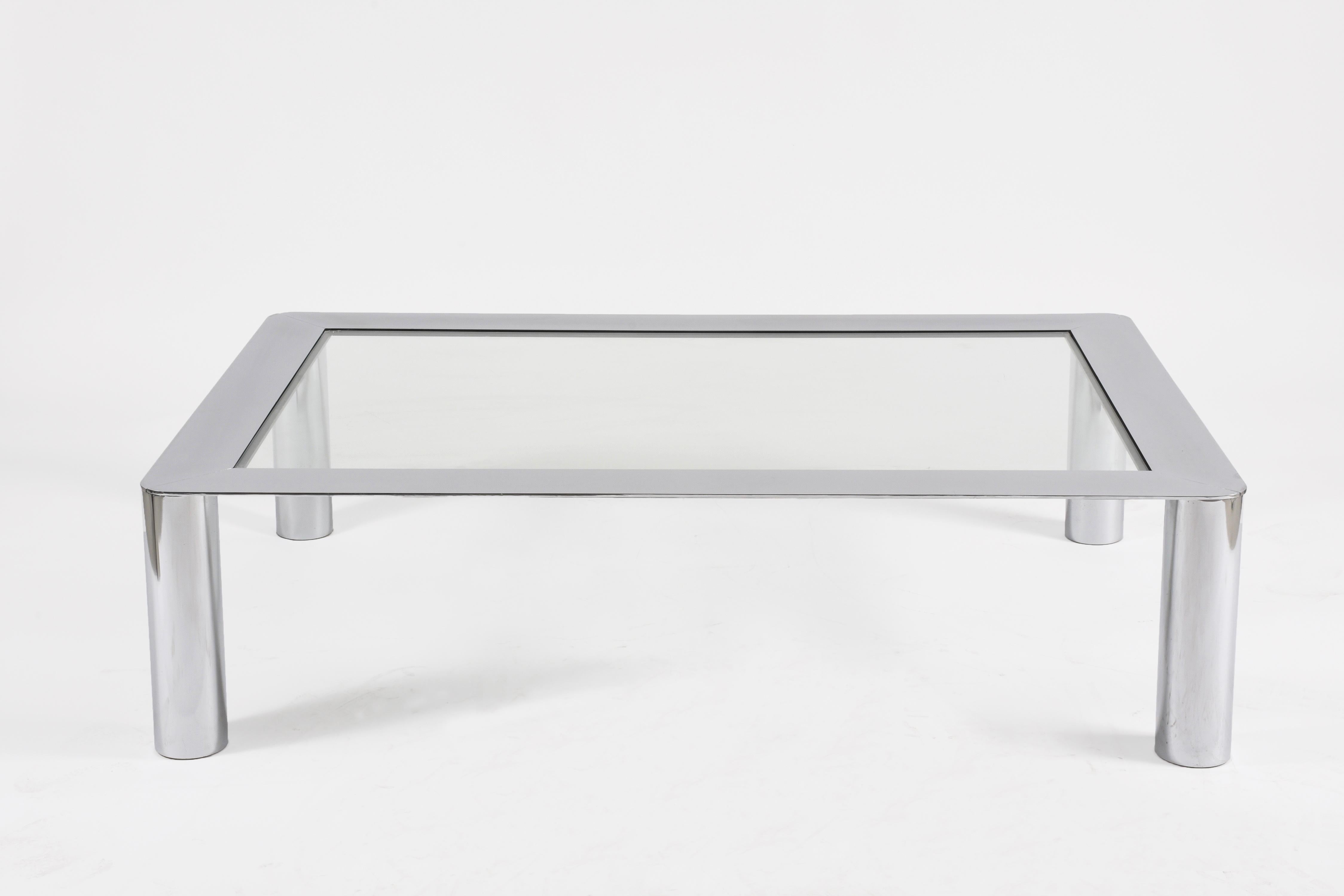 Mid-20th Century By Sergio Mazza and Gramigna for Cinova Coffee Table Steel and Glass Italy 1970s
