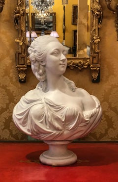 By Sevres Manufacture, Porcelain Biscuit Bust of Countess du Barry, after Pajou