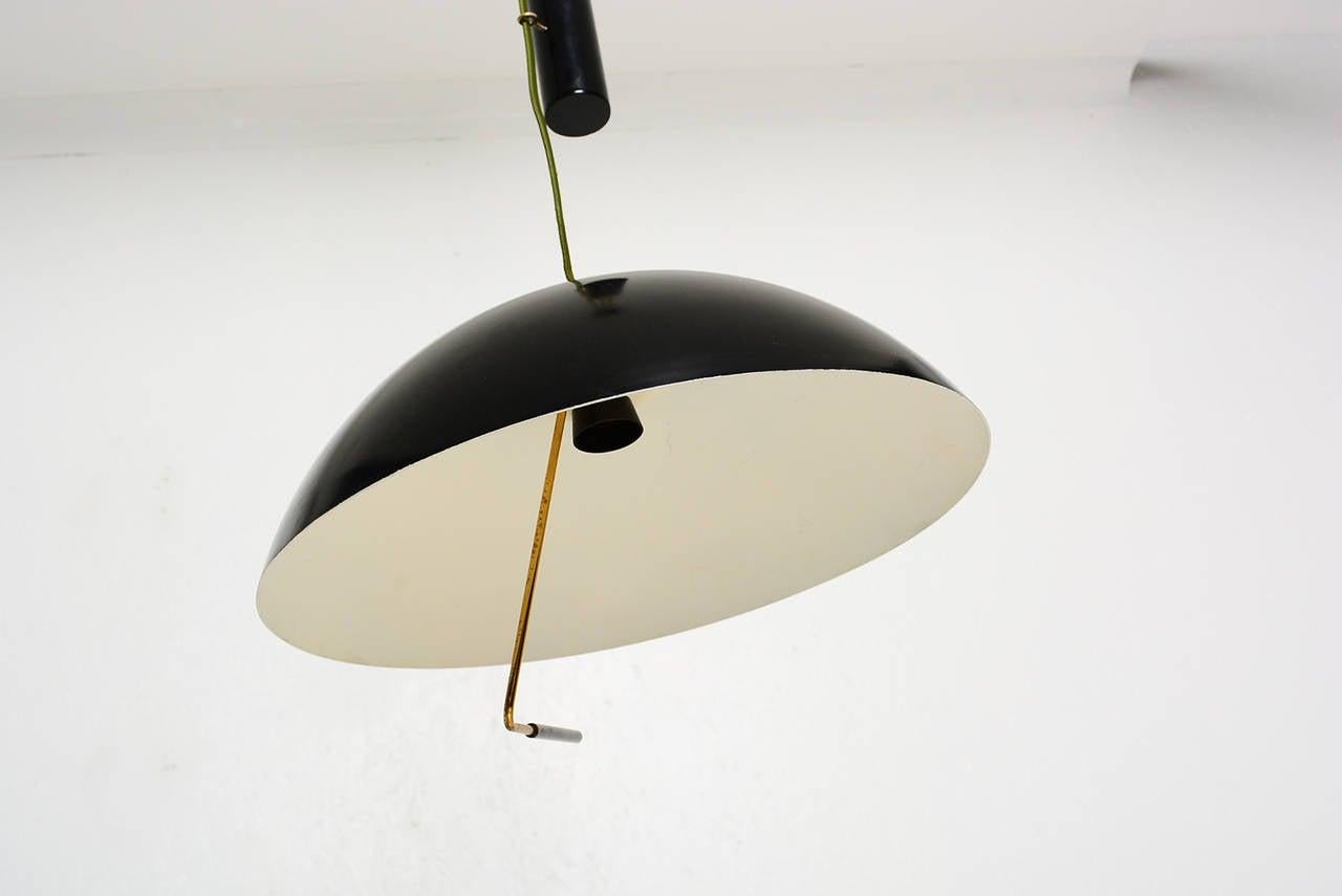 1950s Stilux Milano Black Adjustable Pendant Lamp Italy For Sale 1