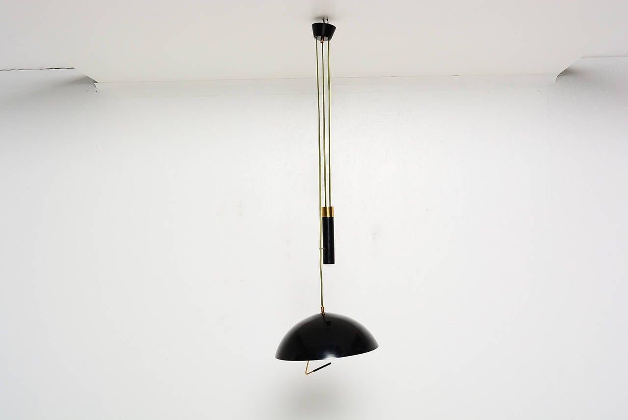1950s Stilux Milano Black Adjustable Pendant Lamp Italy For Sale 2