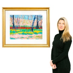 By Suk Shuglie, Oil on Canvas, "Spring Trees"