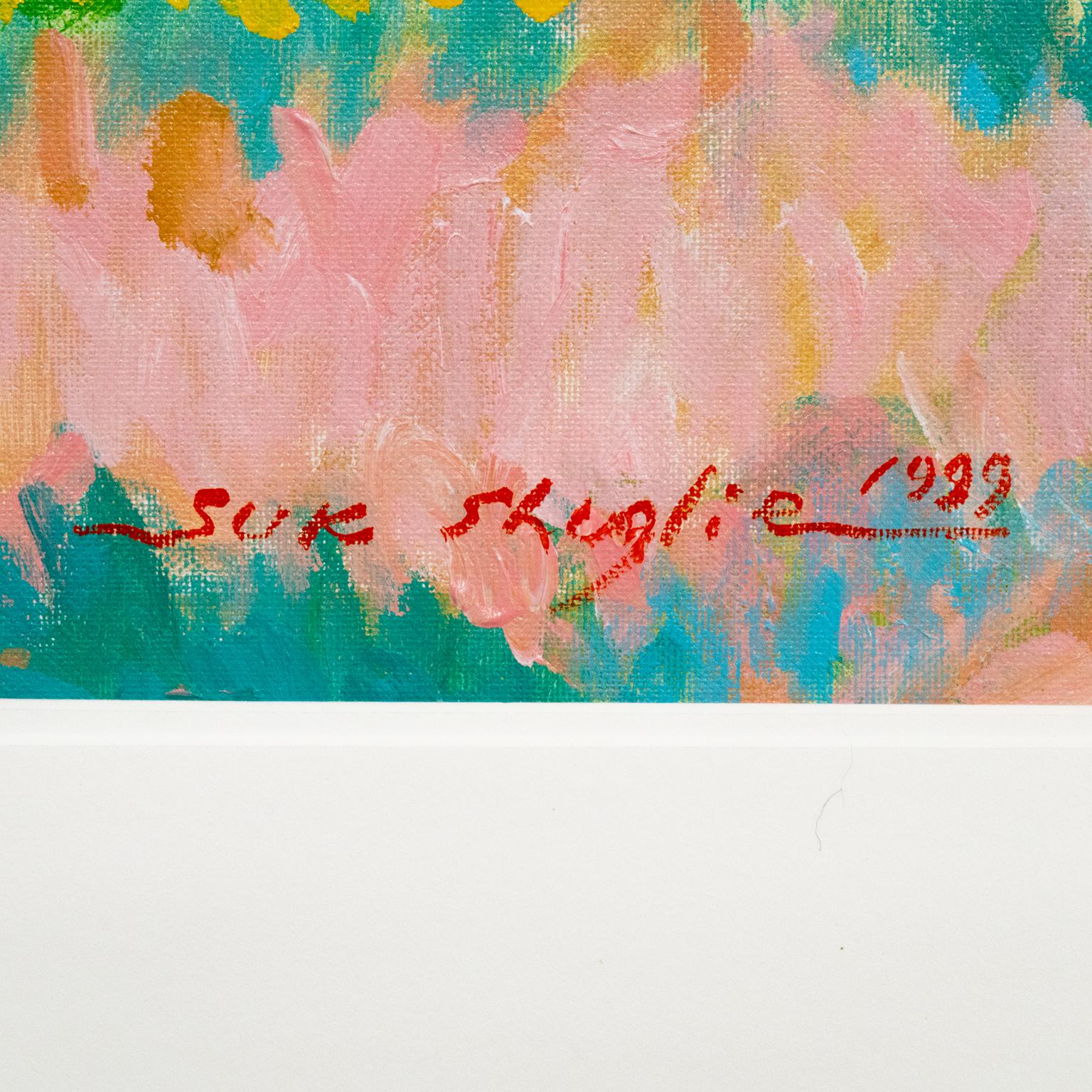 By Suk Shuglie, huile sur toile, « arbres de printemps » Excellent état - En vente à Litchfield, CT