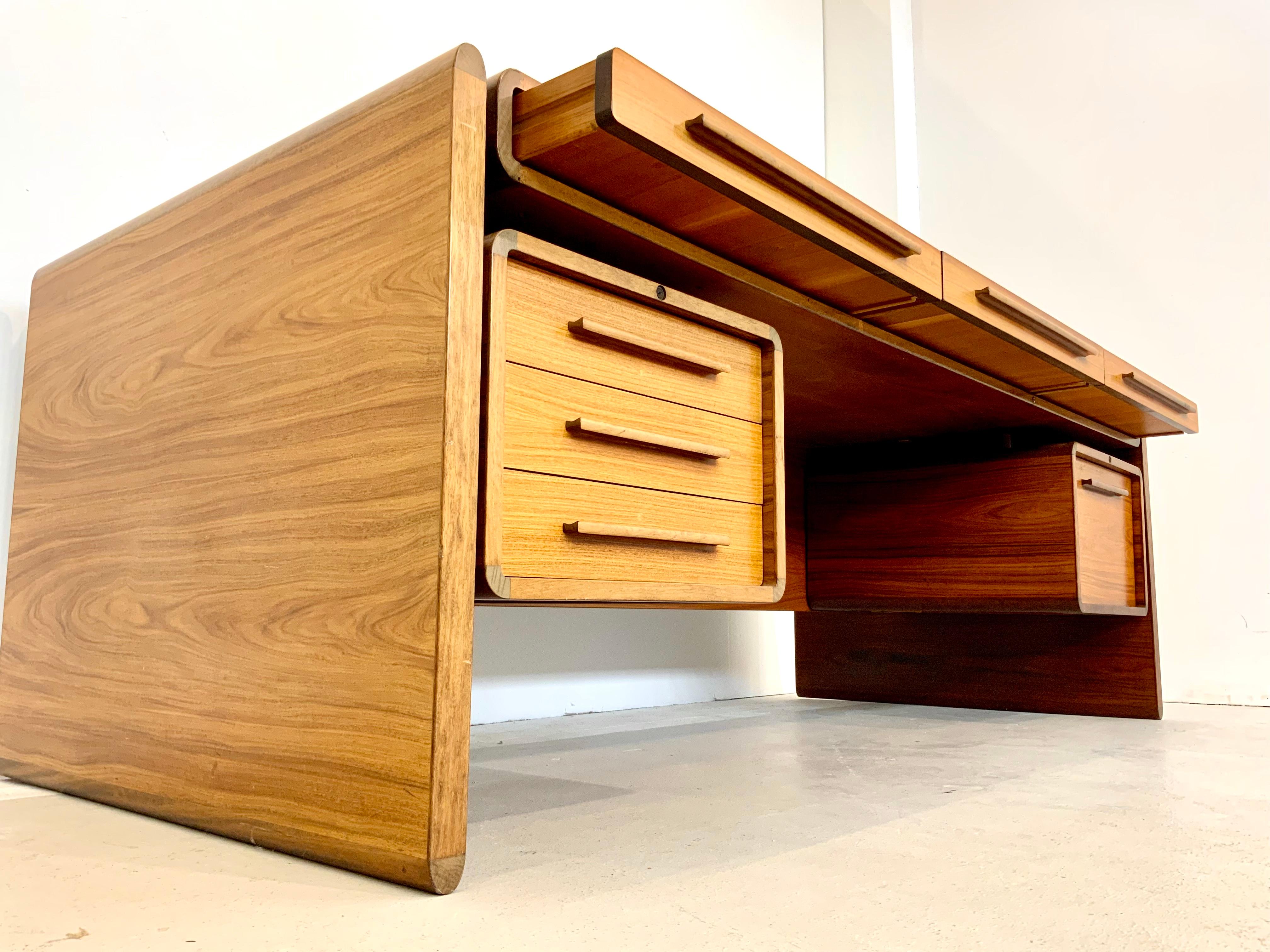 Scandinavian Modern By Svend Dyrlund Santos Rosewood Executive Midcentury Danish Modern Desk, 1960s For Sale